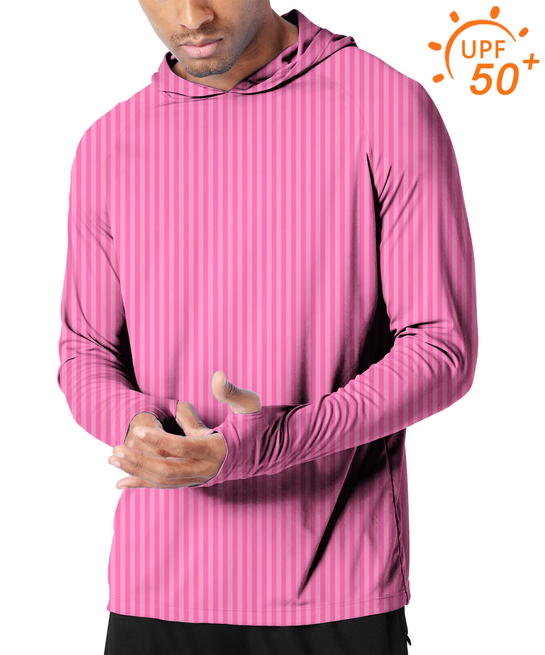Men's Outdoor Pink Stripe Golf Sun Protection Slim Fit hoodies