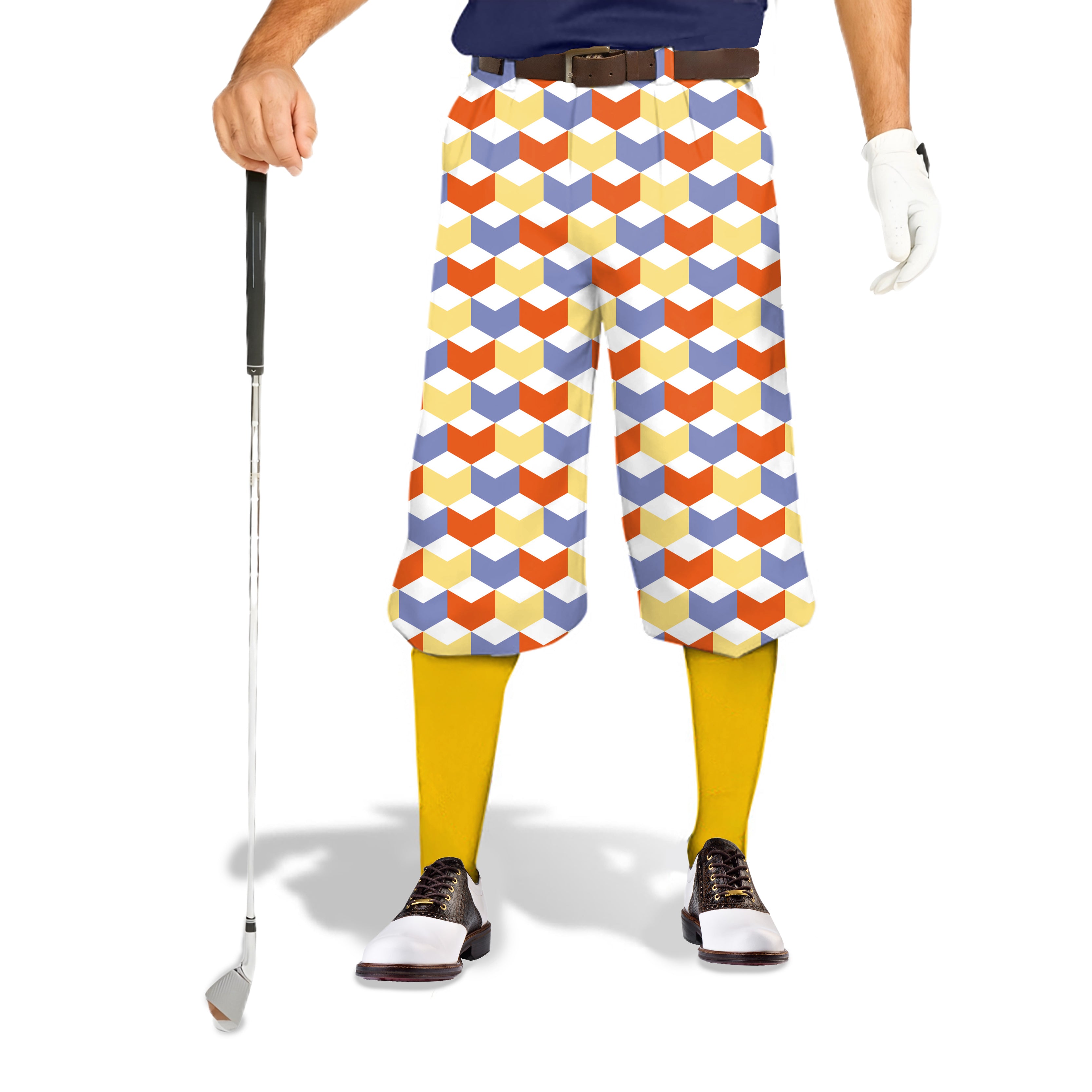 colorful 3d square box-Men's Golf Knickers Pants