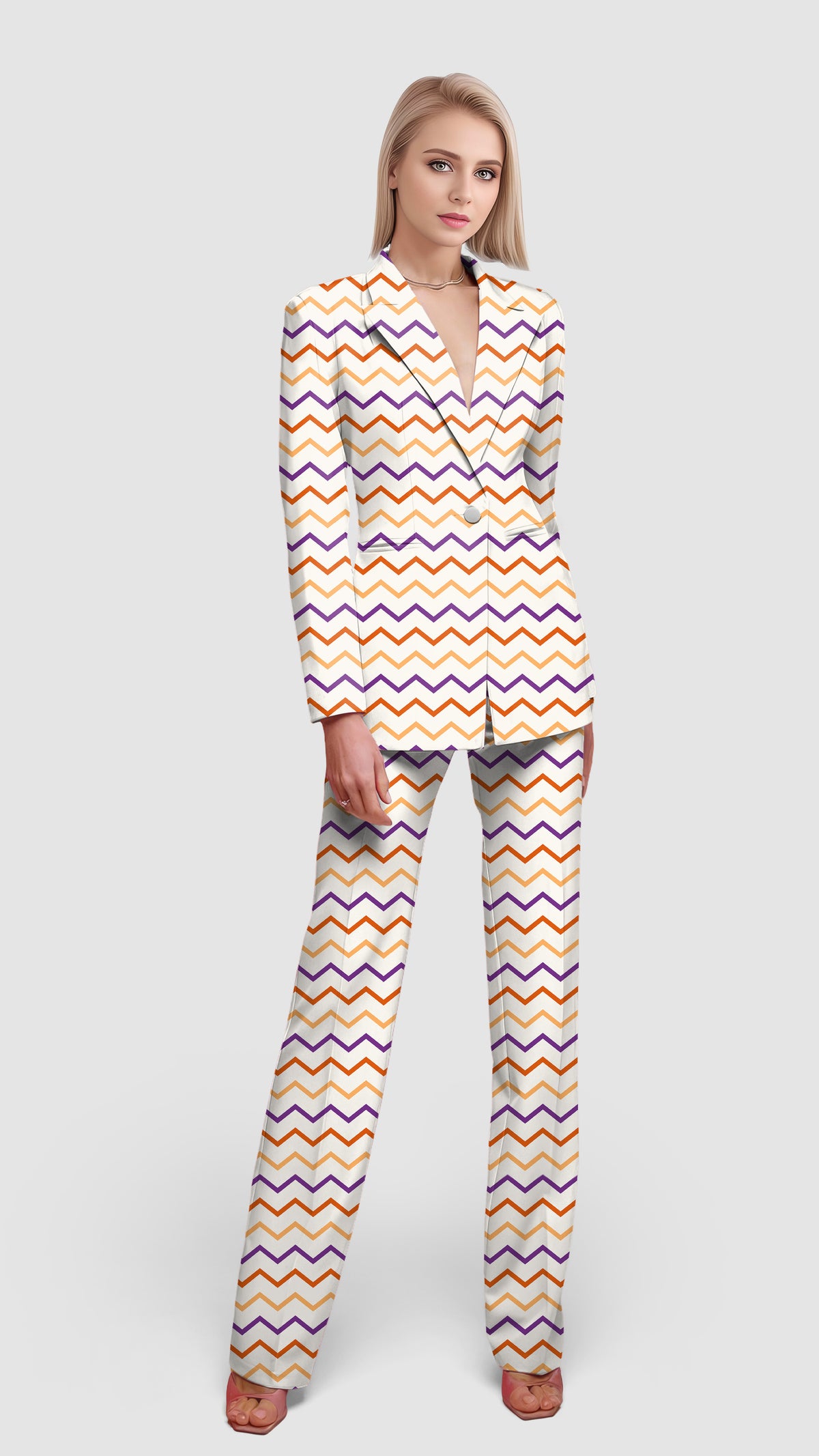 Colorful Halloween Waves Women's Blazer Casual Work Office Blazer Suit set