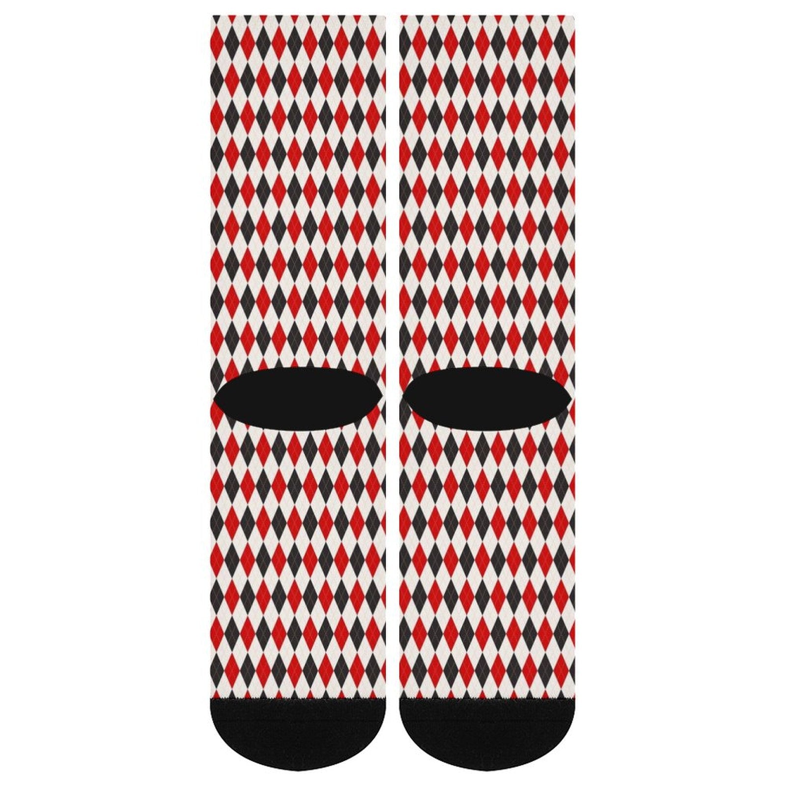 Argyle Red black grid Prined socks Gifts for Men Women