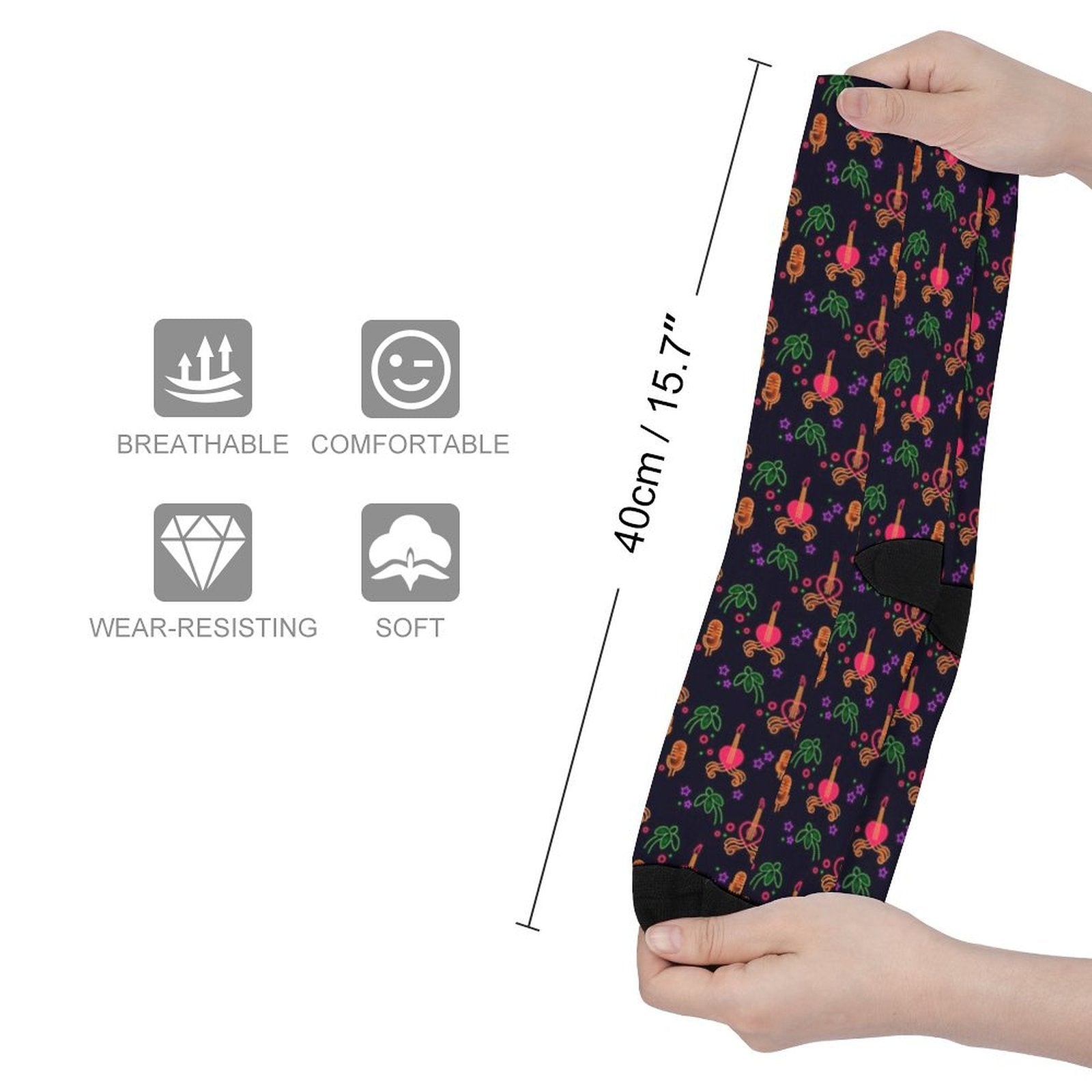 Neon guitar Prined socks Gifts for Men Women