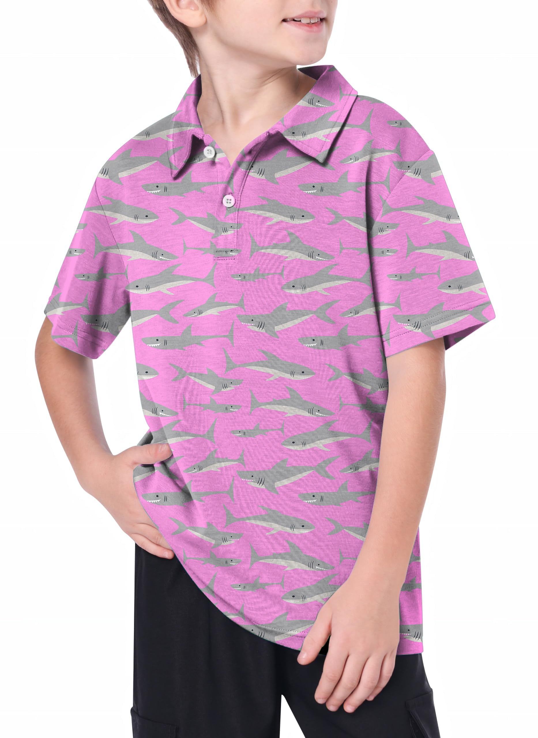 Youth Pink Sharks Golf Polo