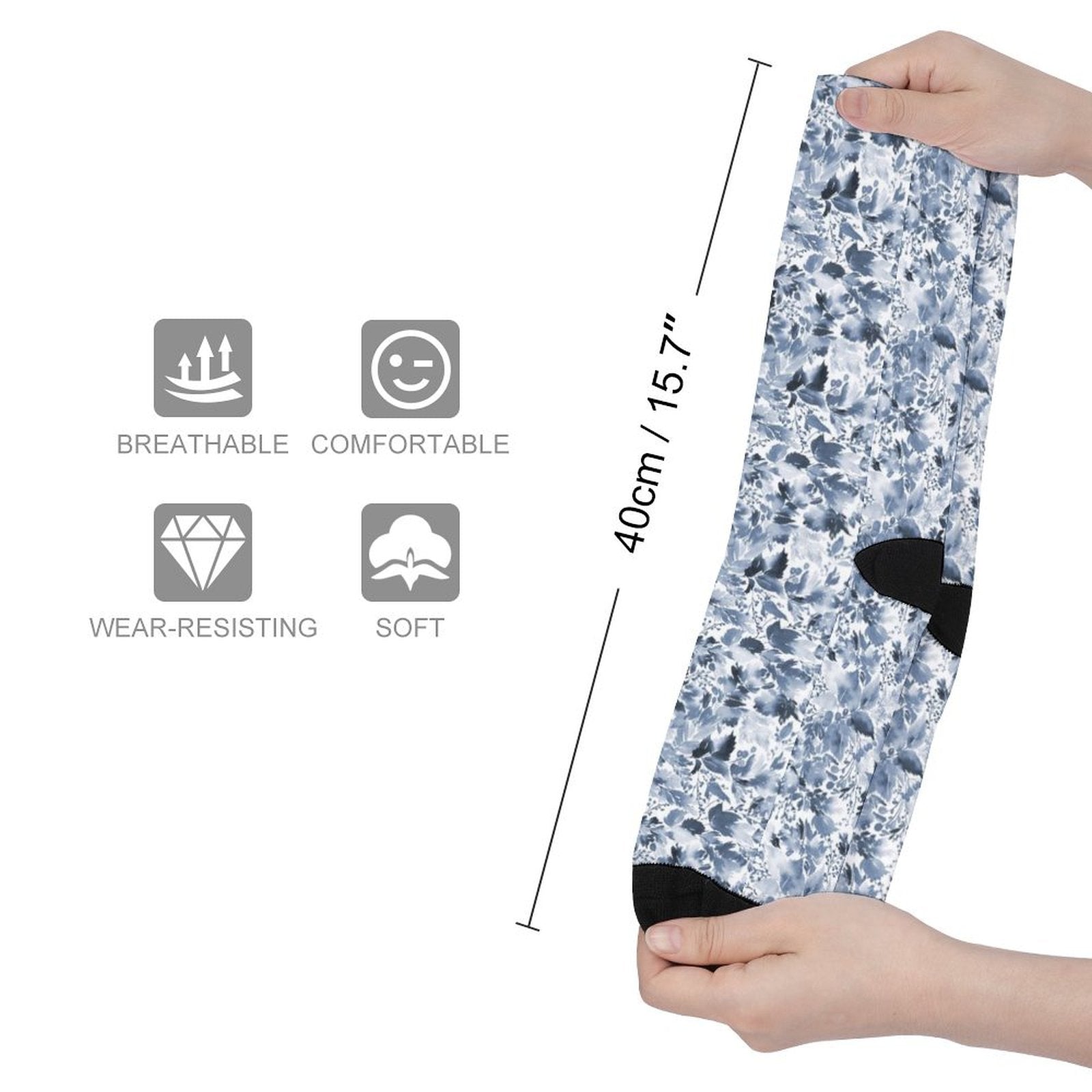 BLUE LEAVES Prined socks Gifts for Men Women