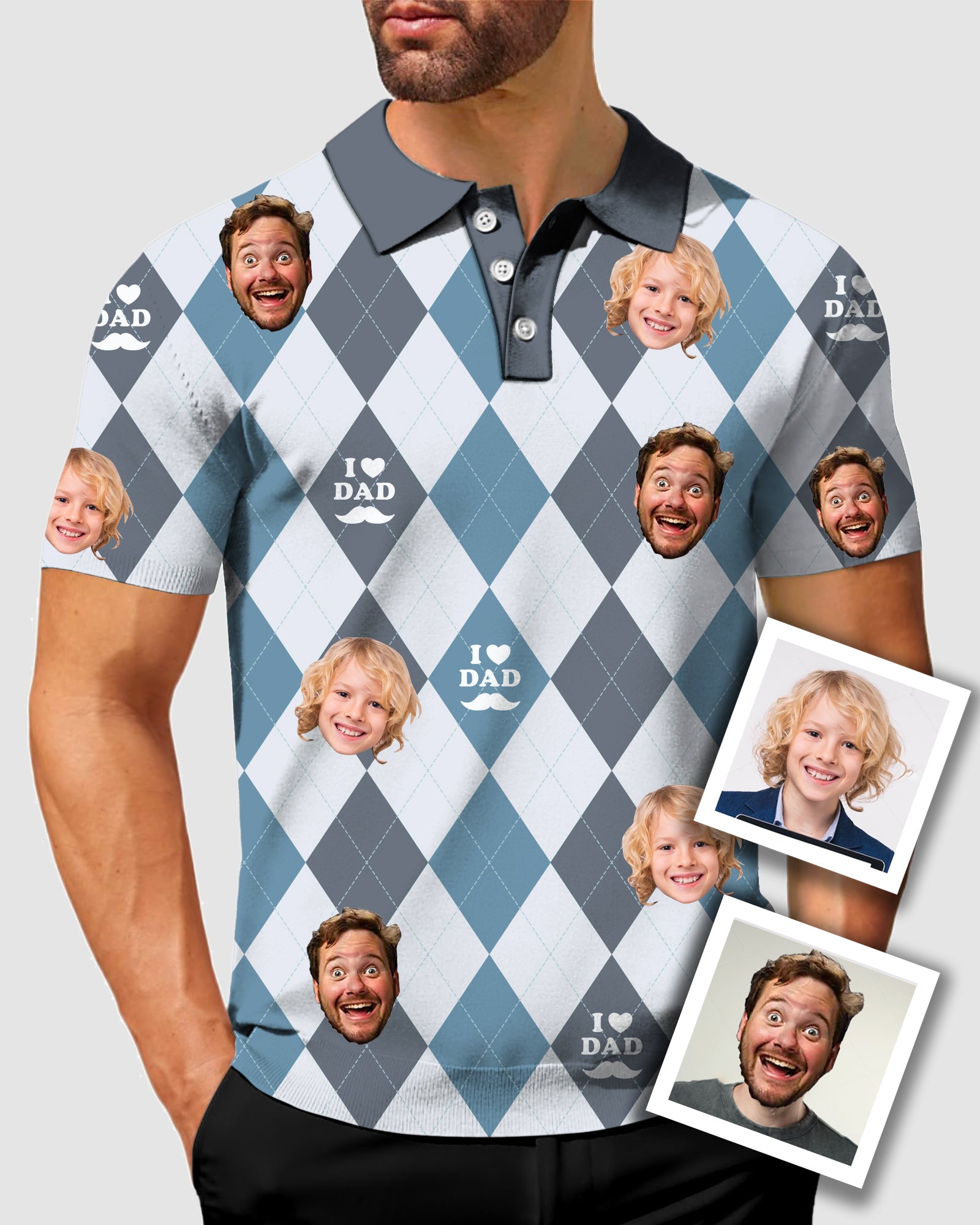 Men's To My Dad Custom Face Men's Golf Polo Father's Day Gift Polo