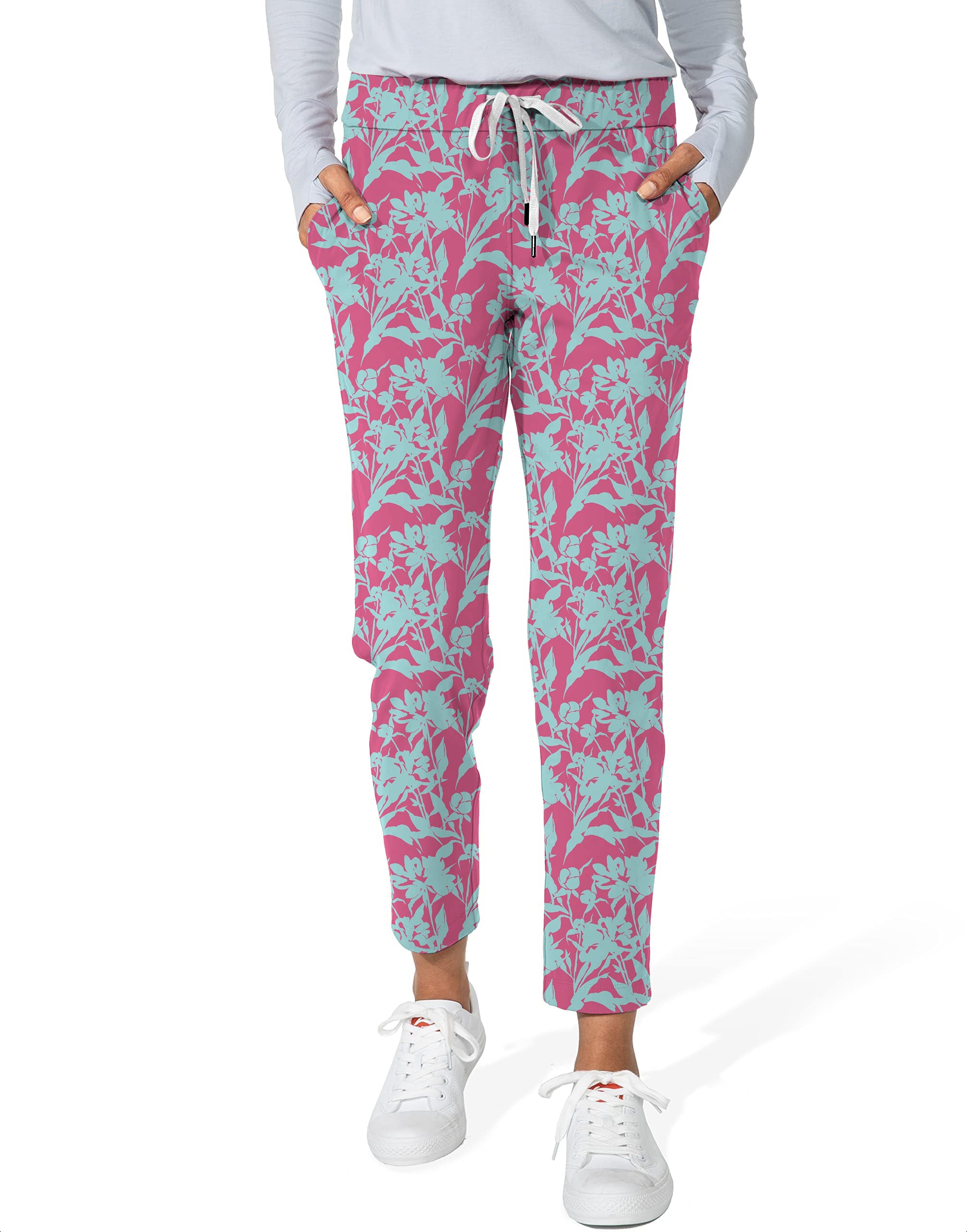 Blue Botanical-Women's 7/8 Stretch Ankle Golf Pants