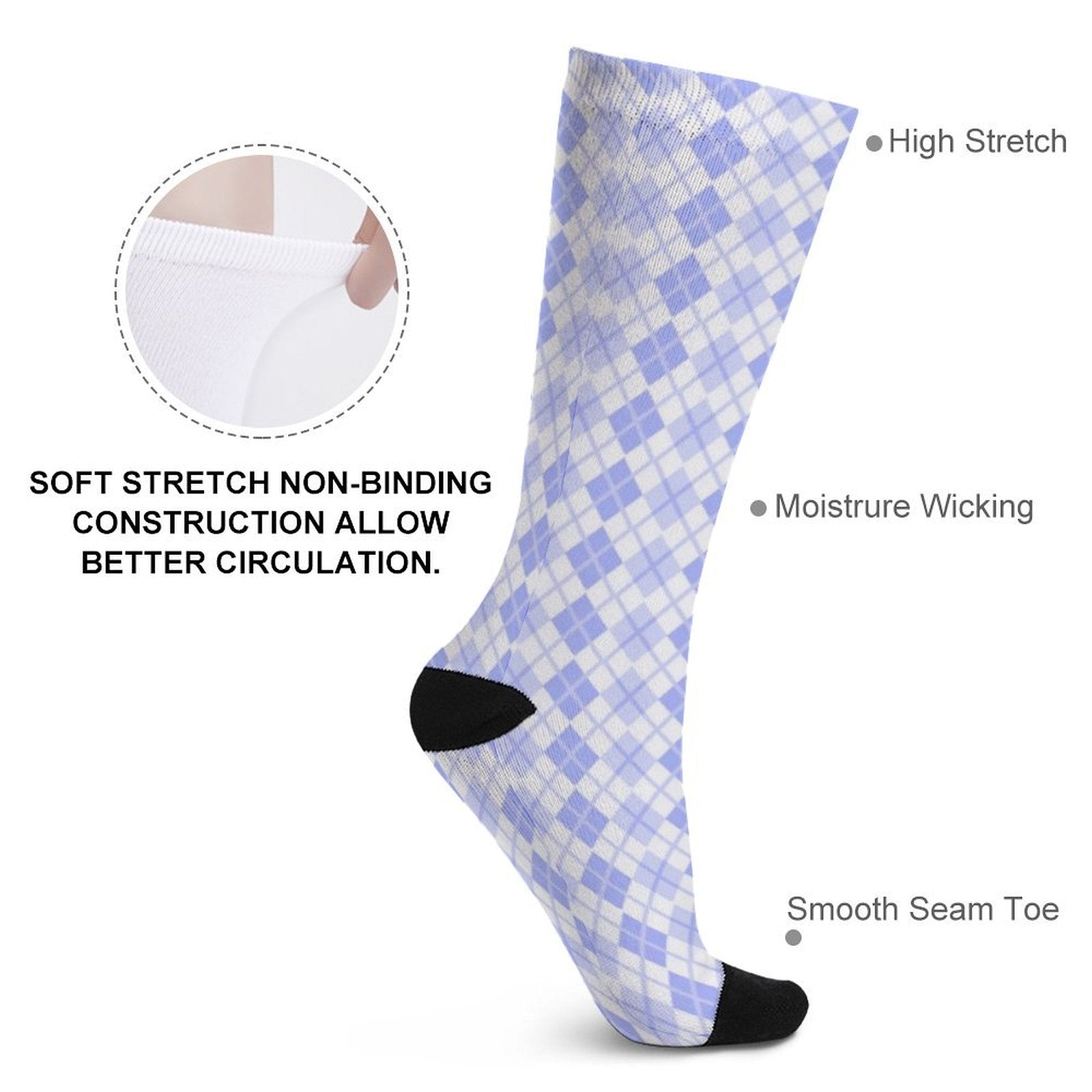 Argyle purple grid Prined socks Gifts for Men Women