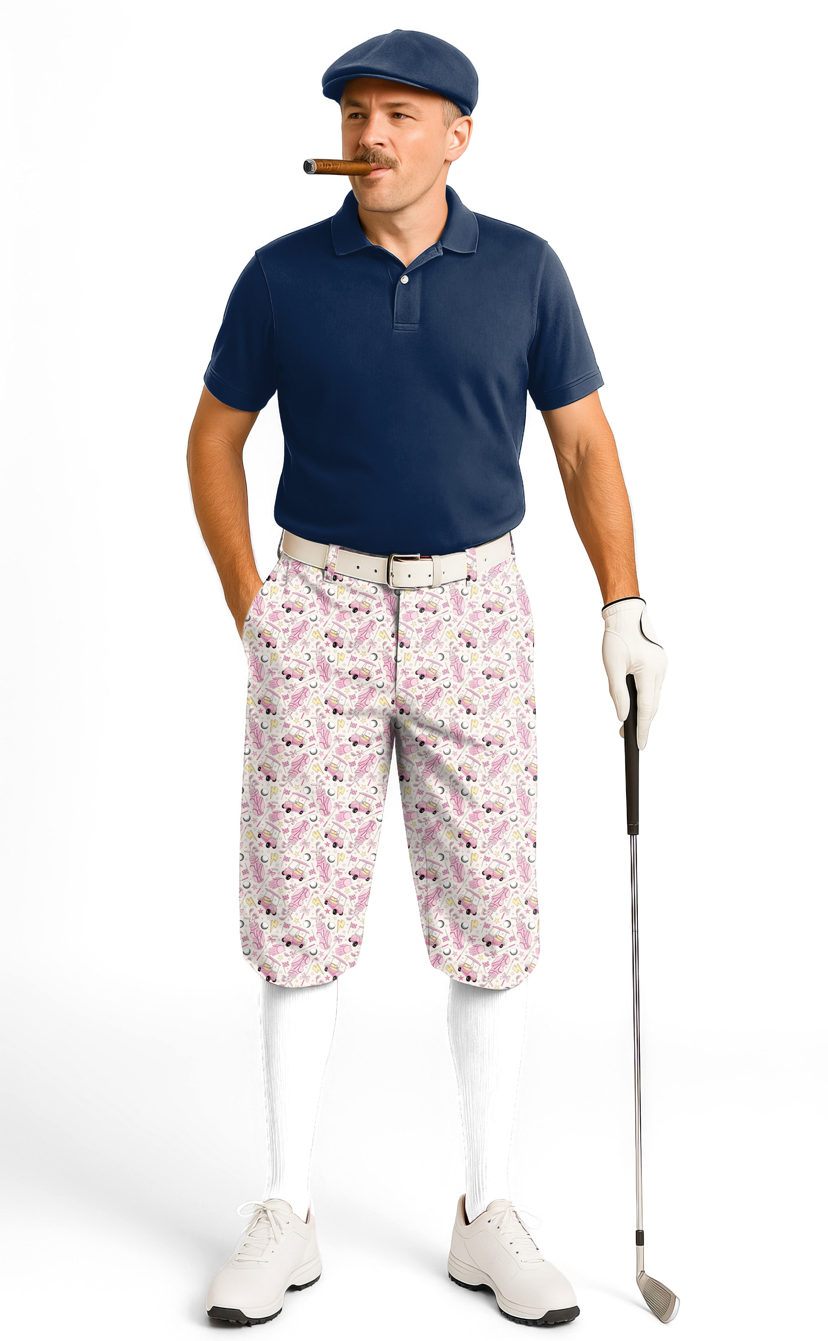 Pink Golf Cartoon Men's Golf Knickers Pants