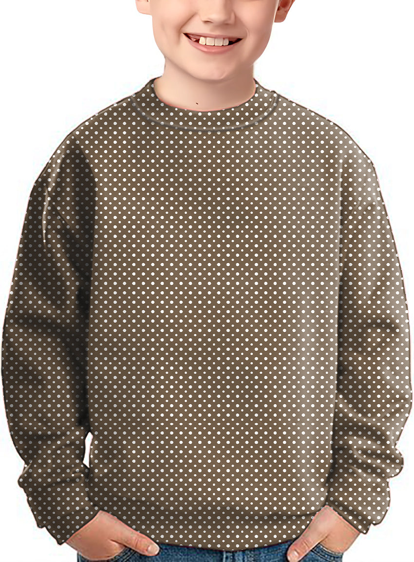 white polka dot brown Crewneck Pullover Kids Ugly Sweater