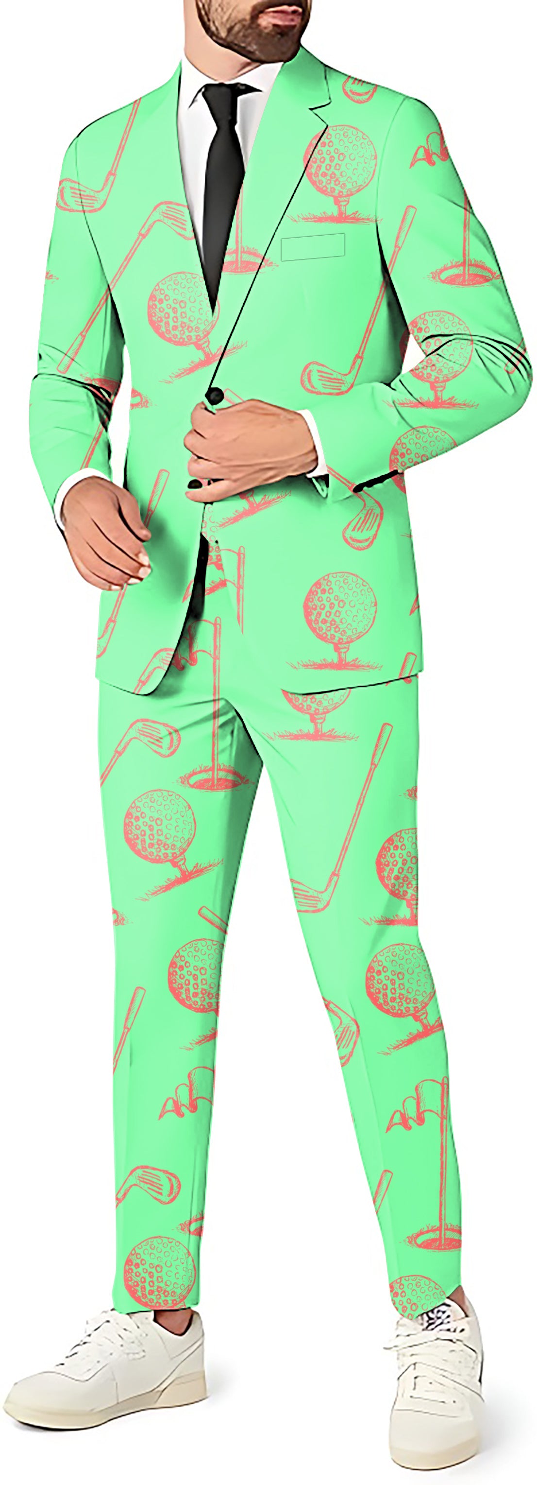Green Golf Club Men's Party Costumes-Theme Party 2 or 3pcs Suit set-Blazer Pants & Vest