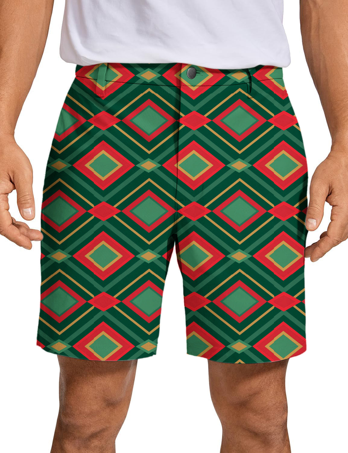 Men's Christmas Argyle Golf Shorts