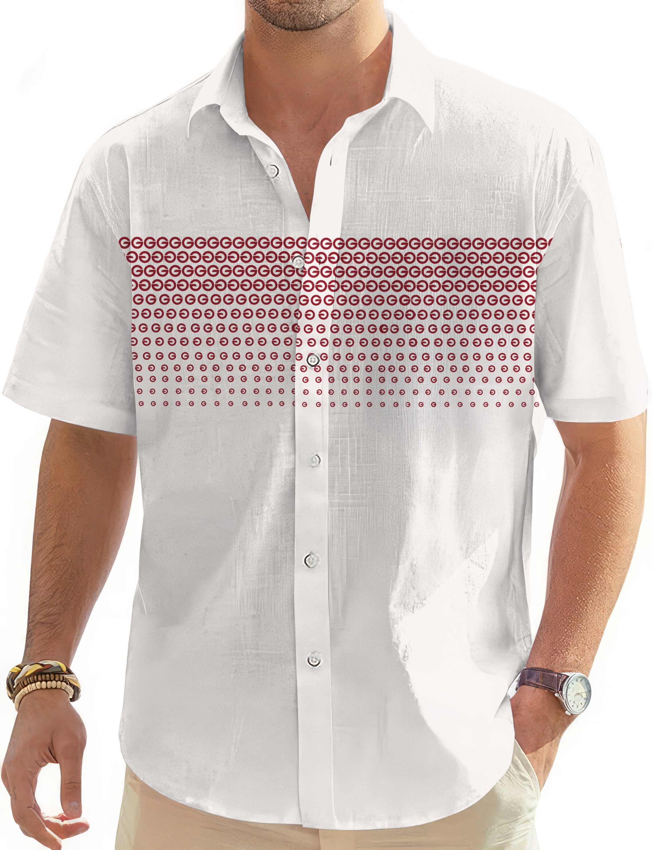 Red G Men's Golf Hawaiian Shirts Button Down Shirt