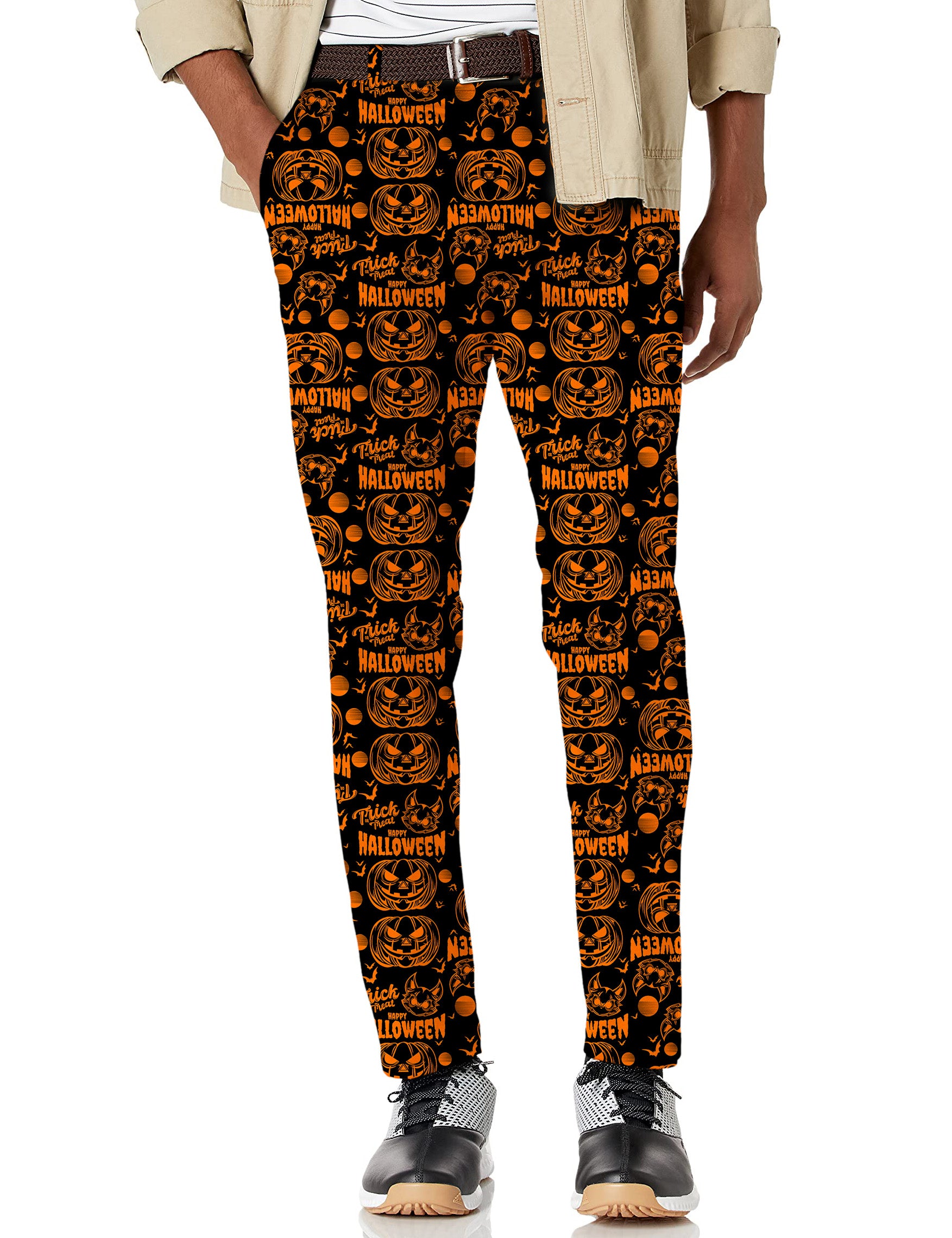 Men's Happy Halloween Pumpkin Stretch Golf Pants
