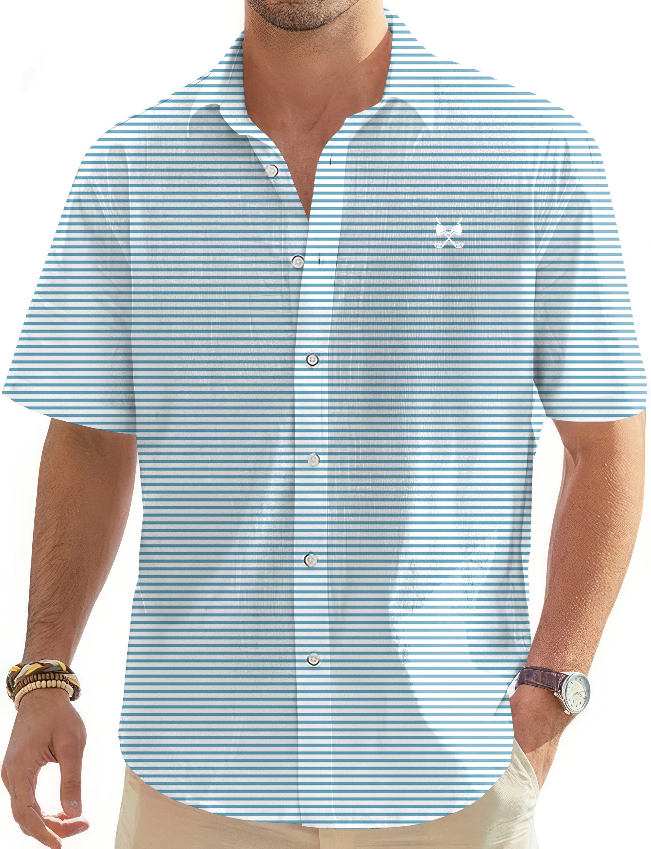 Nashville MVP Blue Green Men's Golf Hawaiian Shirts Button Down Shirt