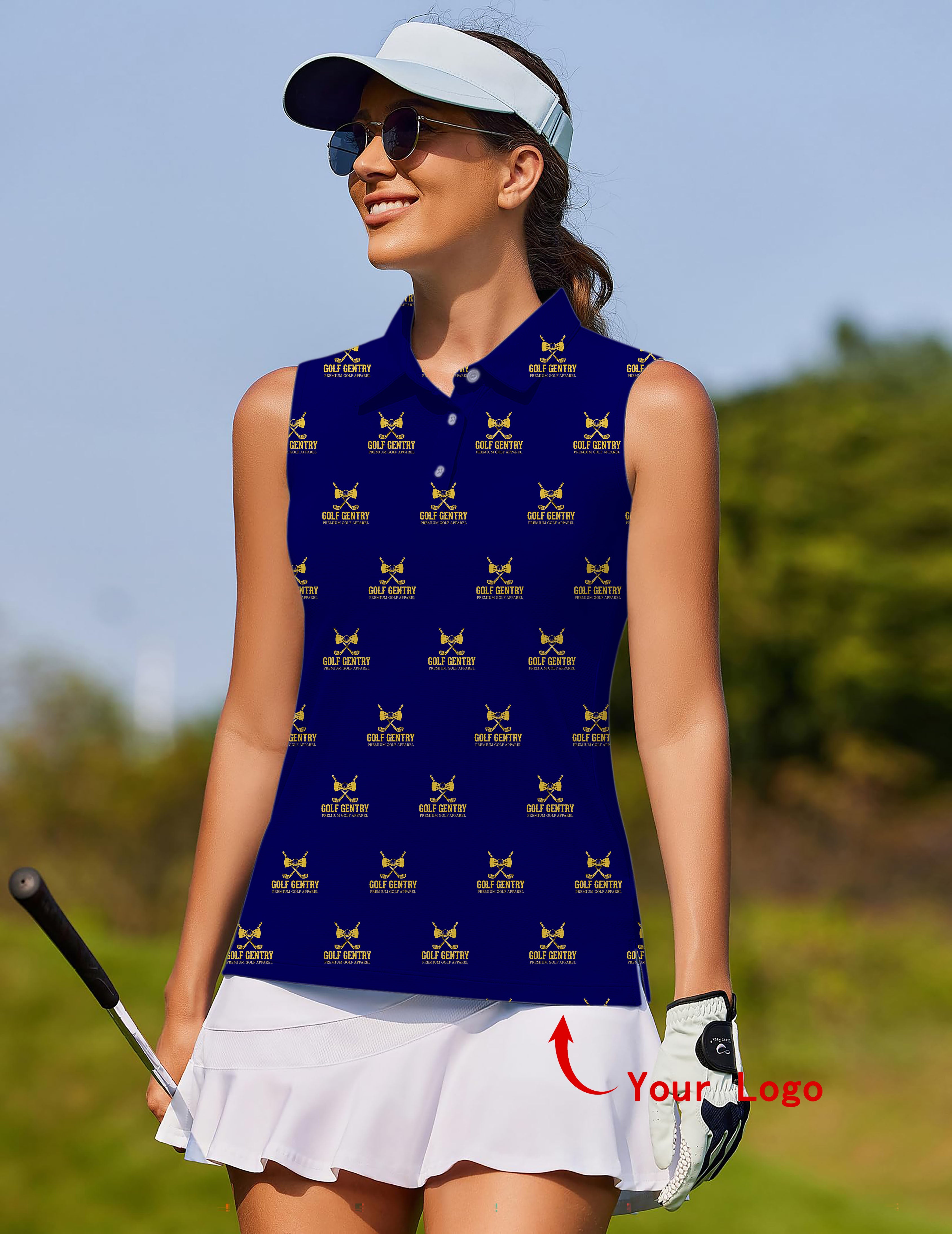 Custom Company Sport Team Logo Face Women's golf Sleeveless shirt