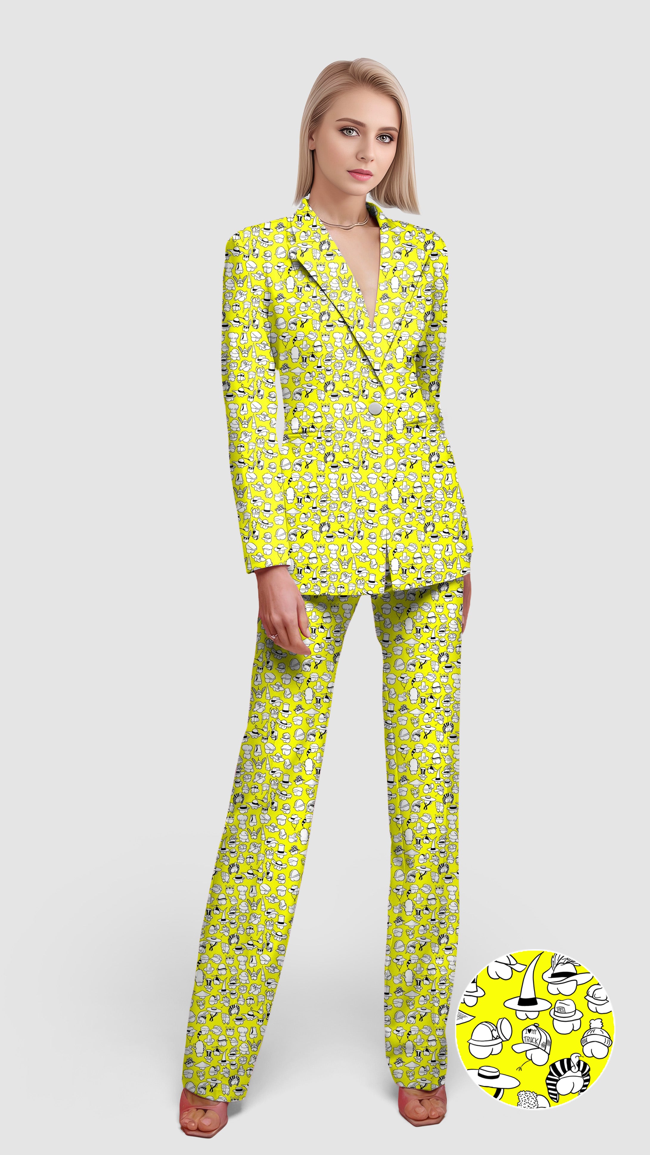 Yellow Versatile Hips Designer style Women's Blazer Casual Work Office Blazer Suit set
