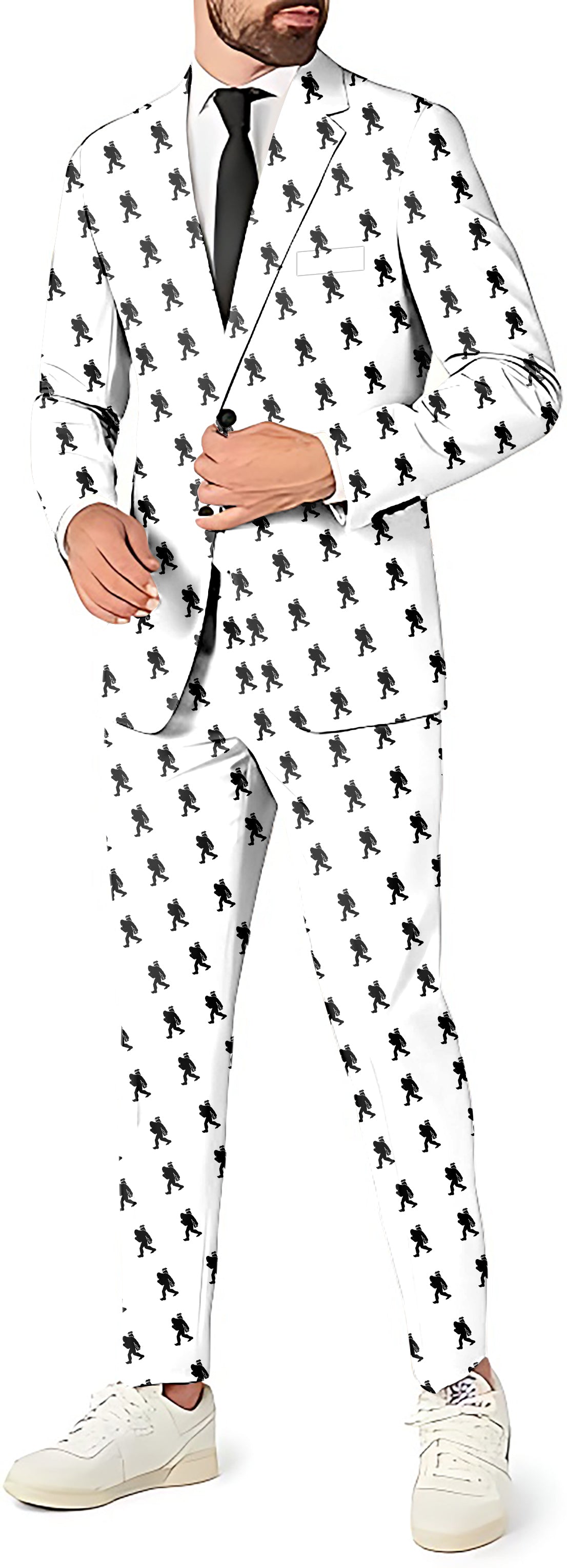 Bigfoot men's party costume suit with blazer, pants, and vest in slim fit style