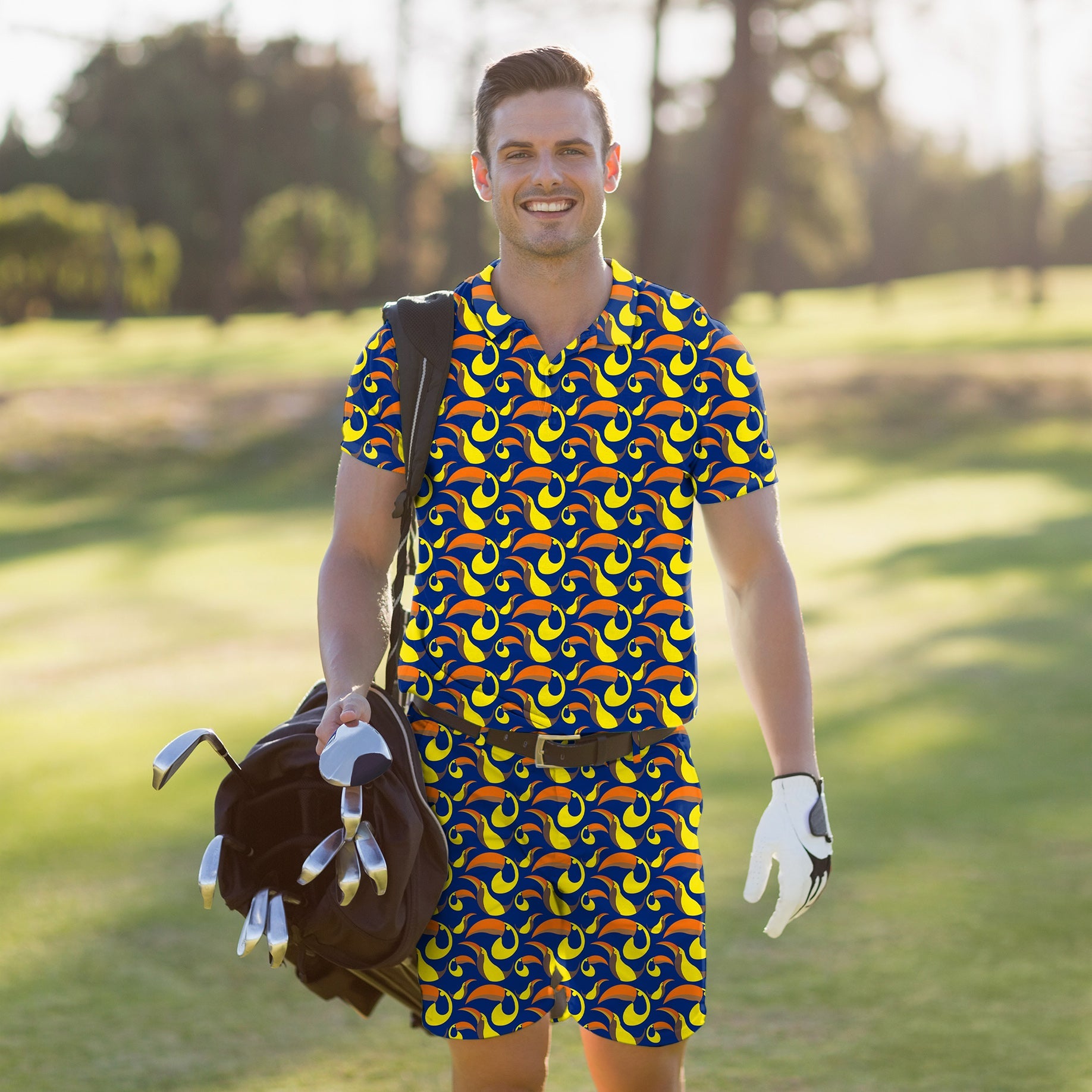Men's Golf Set Polo+Shorts toucan