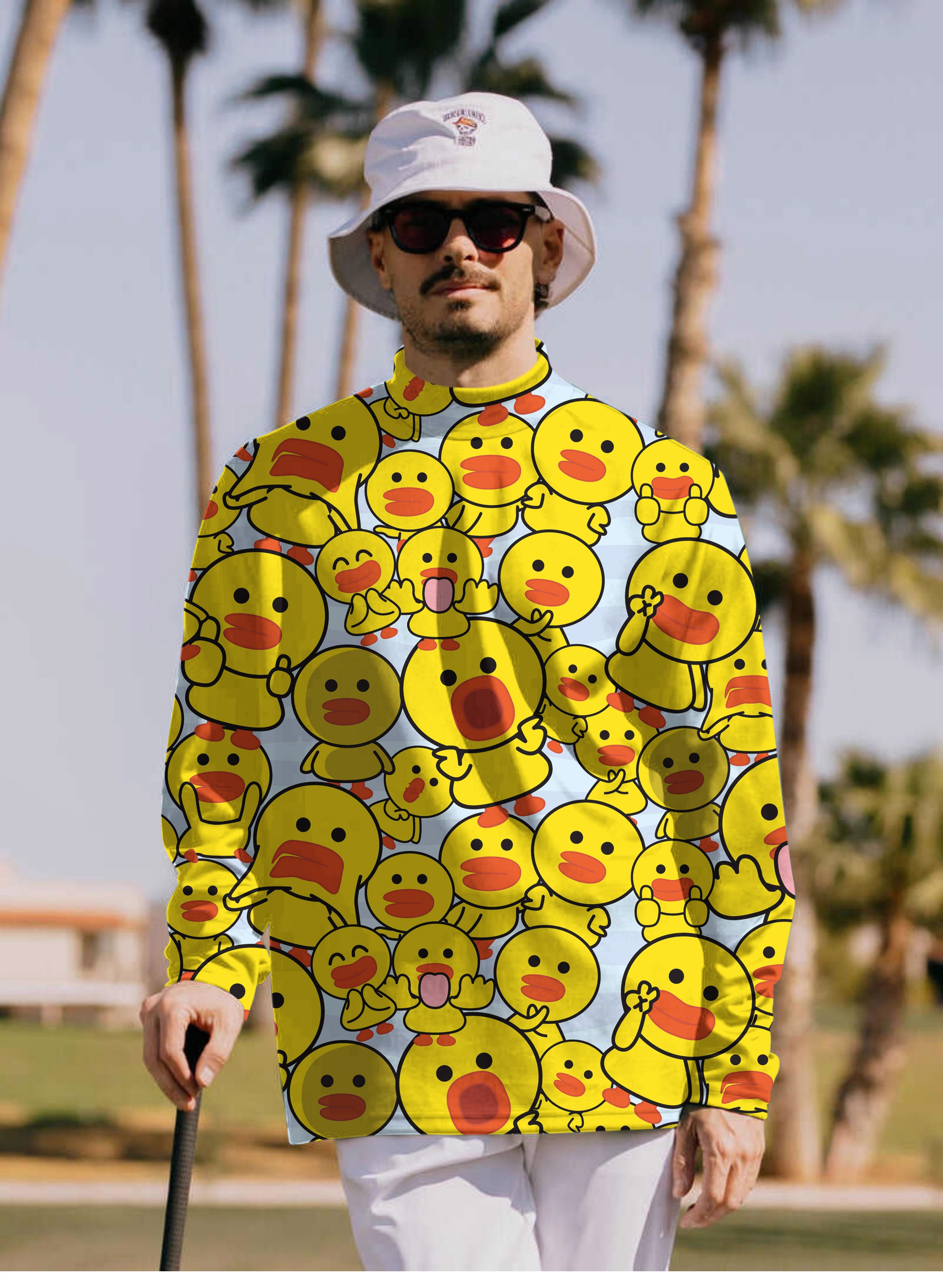 Men's Yellow duck Pullover High neck Long/Short sleeve T-Shirt