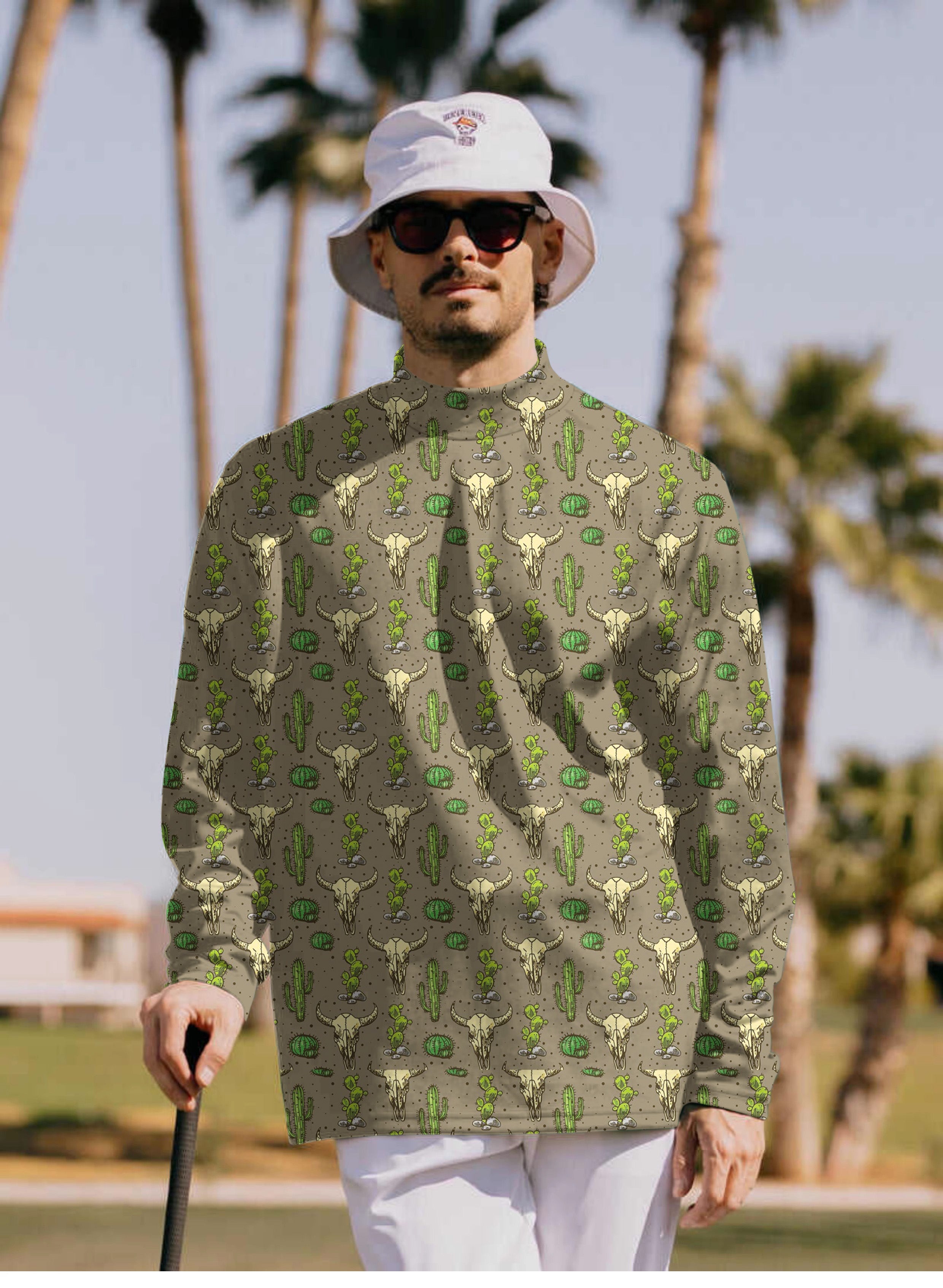 Men's deep in the dessert Pullover High neck Long/Short sleeve T-Shirt
