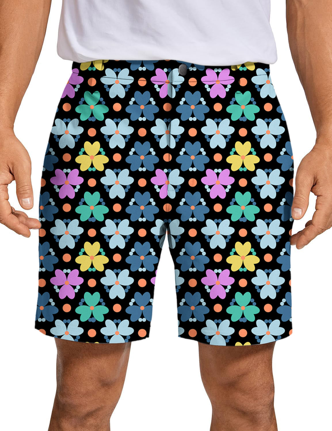 Men Modern Golfer Flowers Golf Shorts