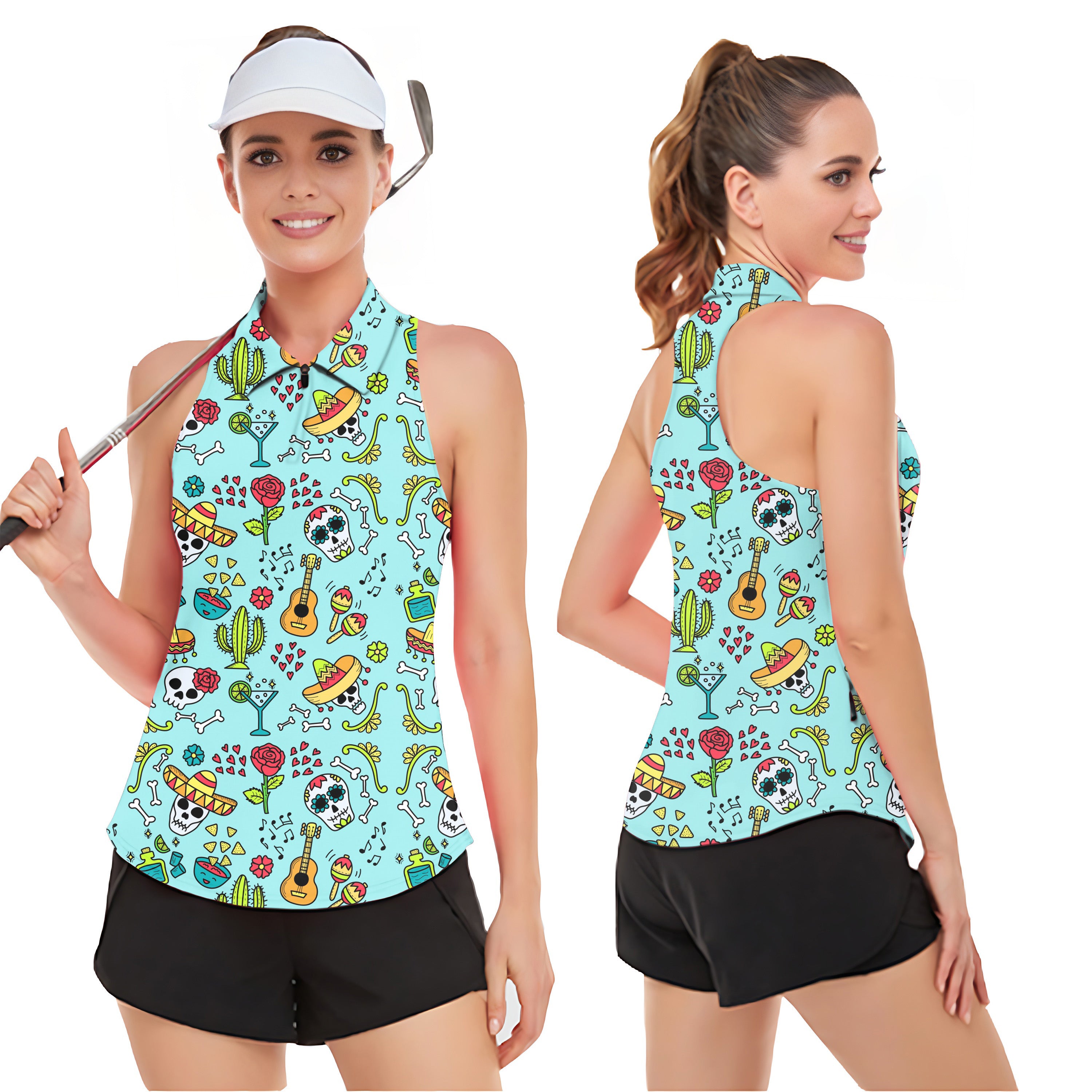 Fiesta Time Women’s Sleeveless Golf Tank Top Shirt Polo