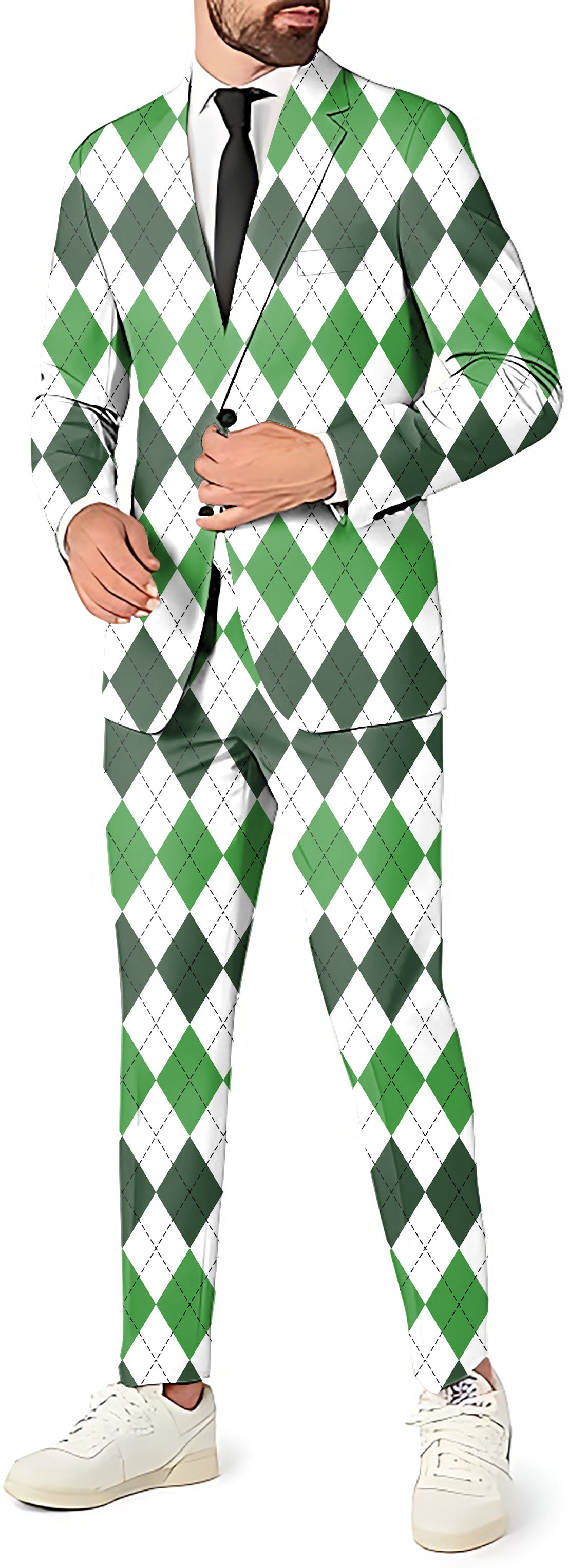 St. Patricks day argyle plaid men's blazer, pants, and vest party costume suit set