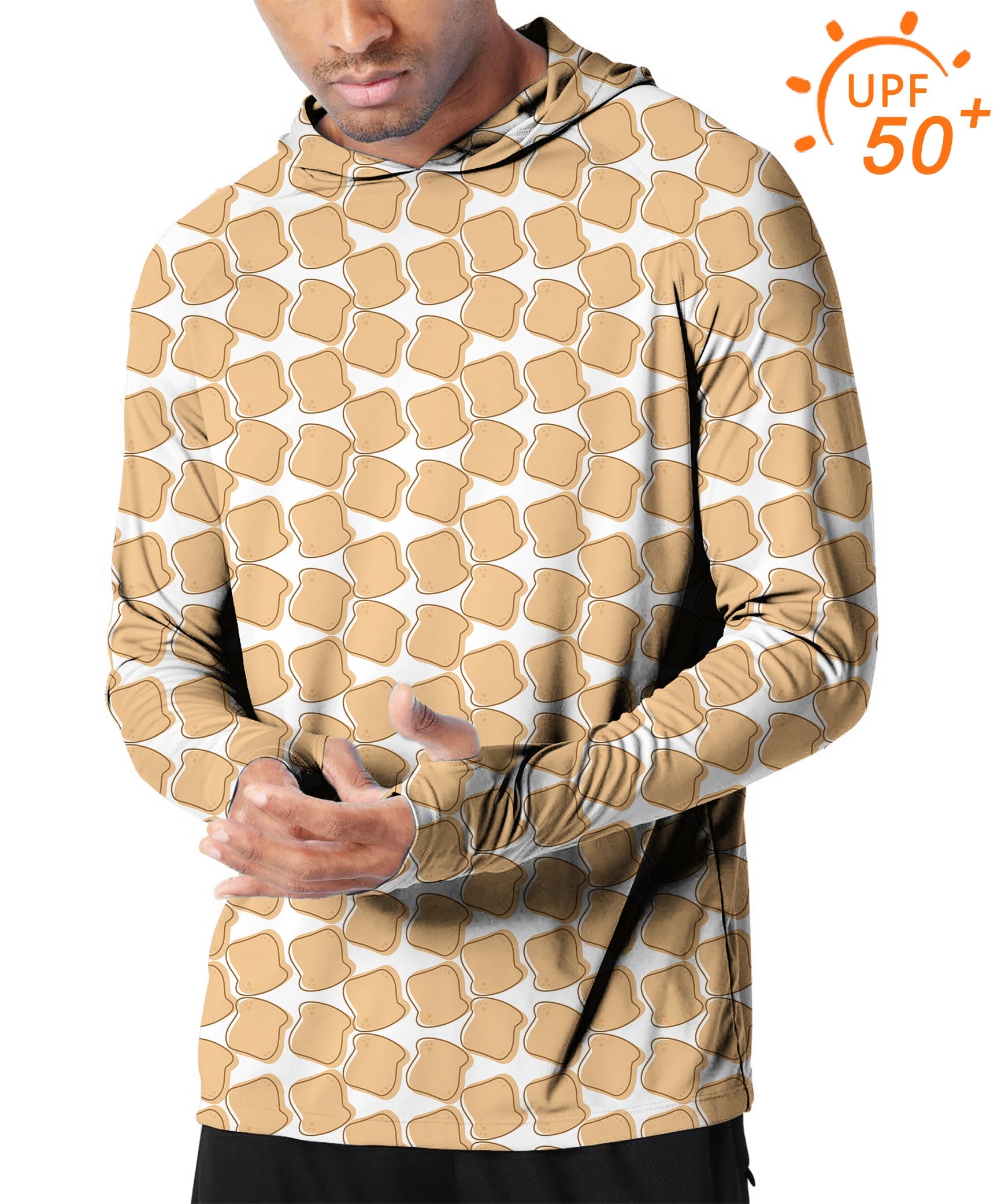Men's Outdoor Bread Life Golf sun protection slim fit hoodie with UPF 50+ breathable fabric and thumb holes