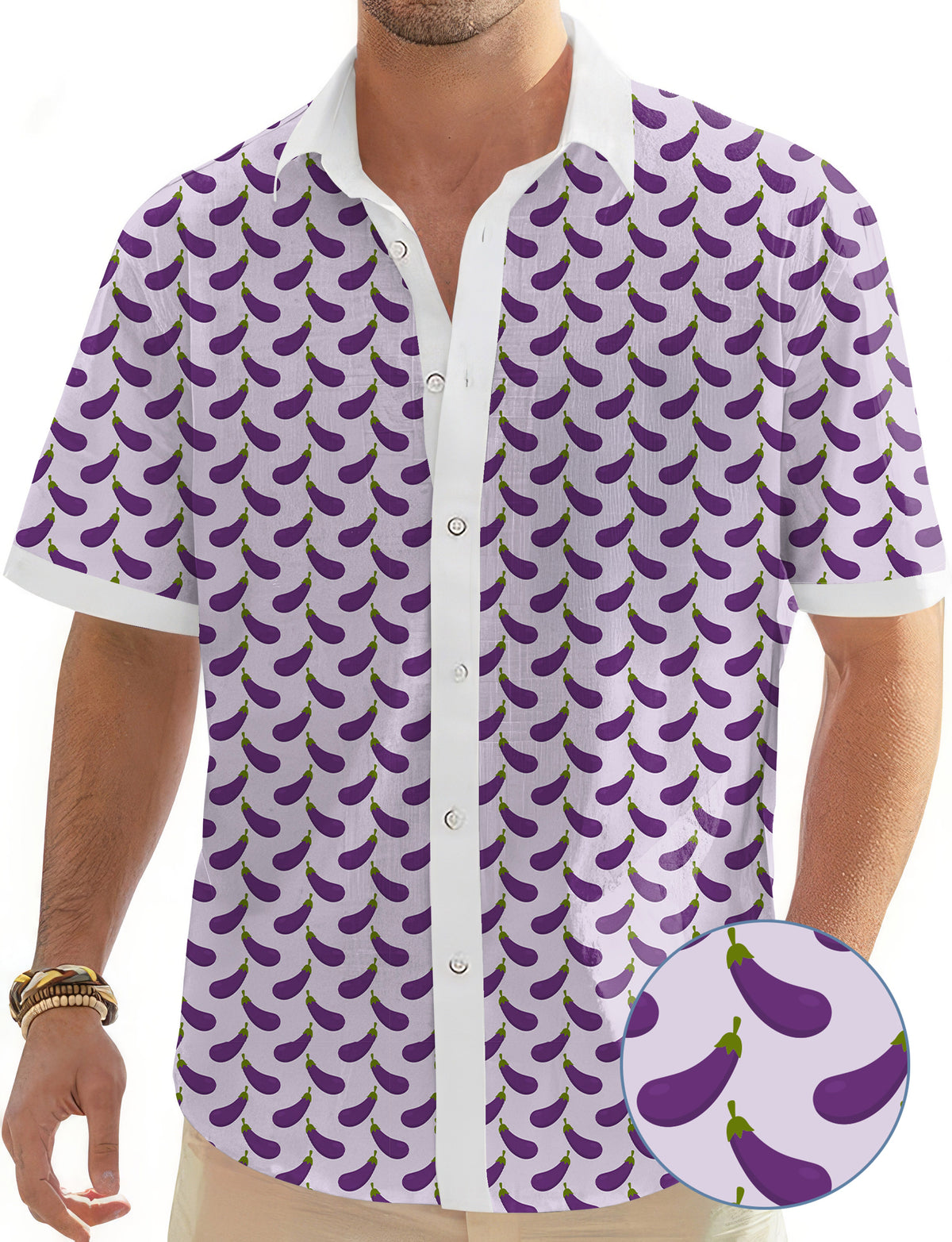 Purple eggplant Men's Golf Hawaiian Shirts Button Down Shirt