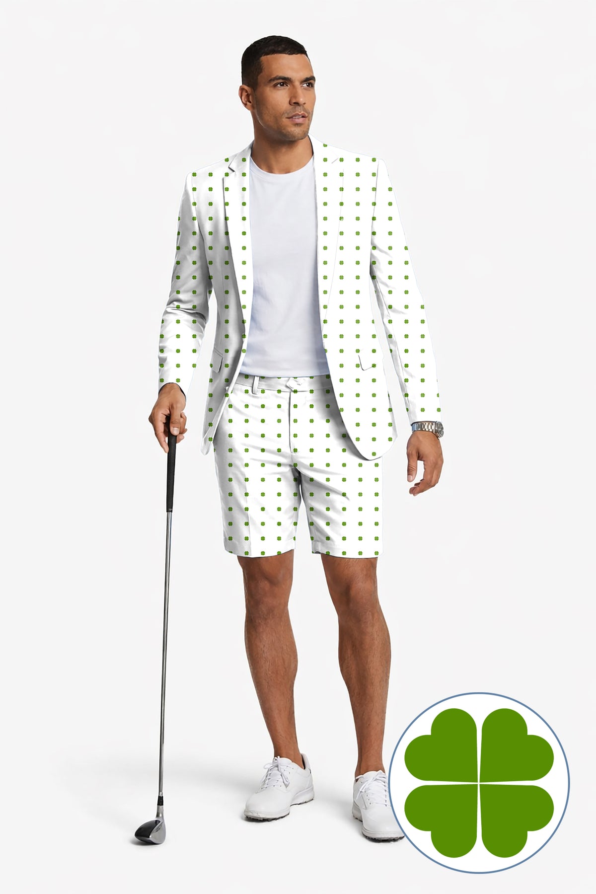 Lucky Four-Leaf Clover Men's Party Costumes-Theme Party 2pcs Suit set-Blazer Shorts