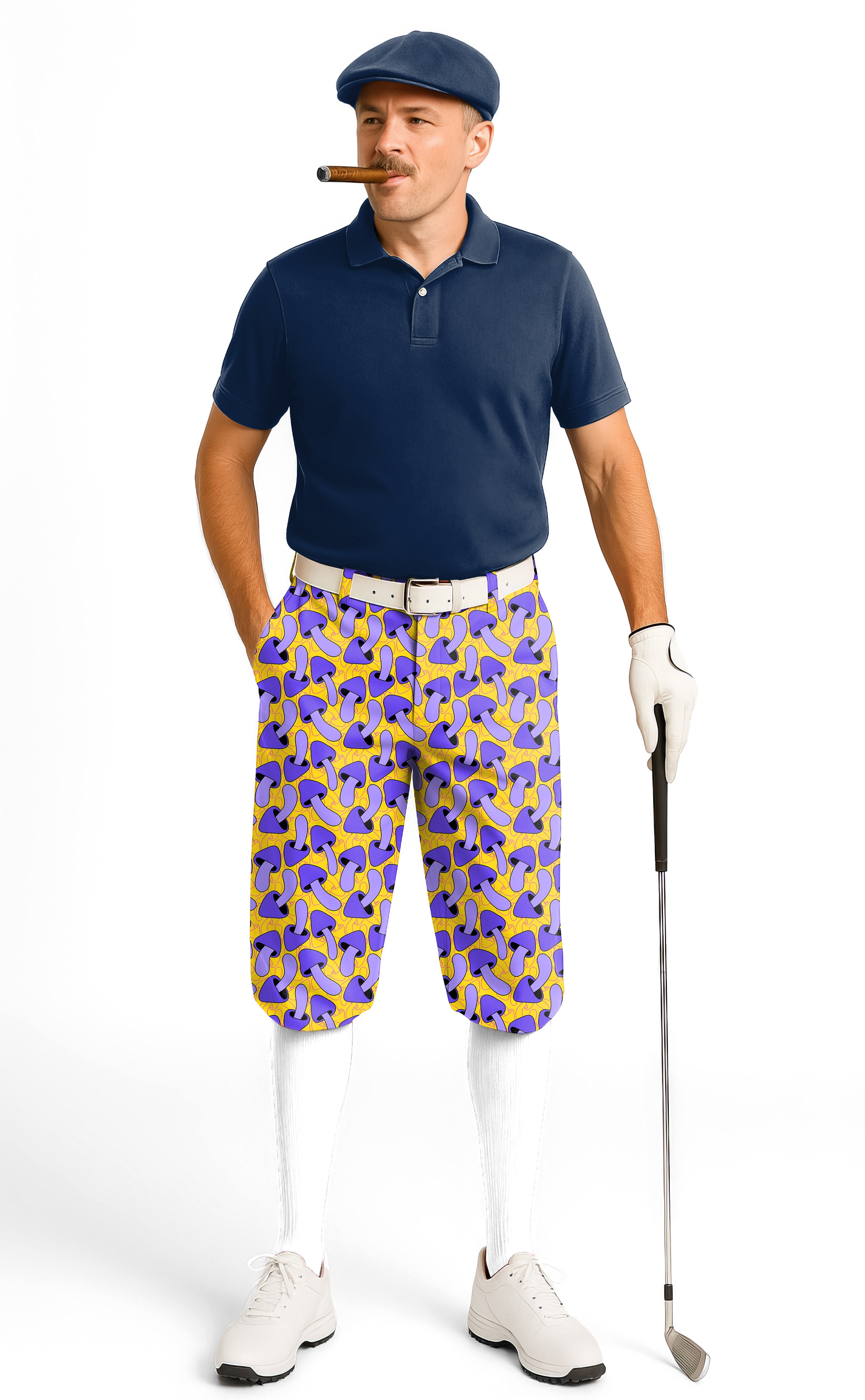 Psychedelic Mushroom Print Men's Golf Knickers Pants