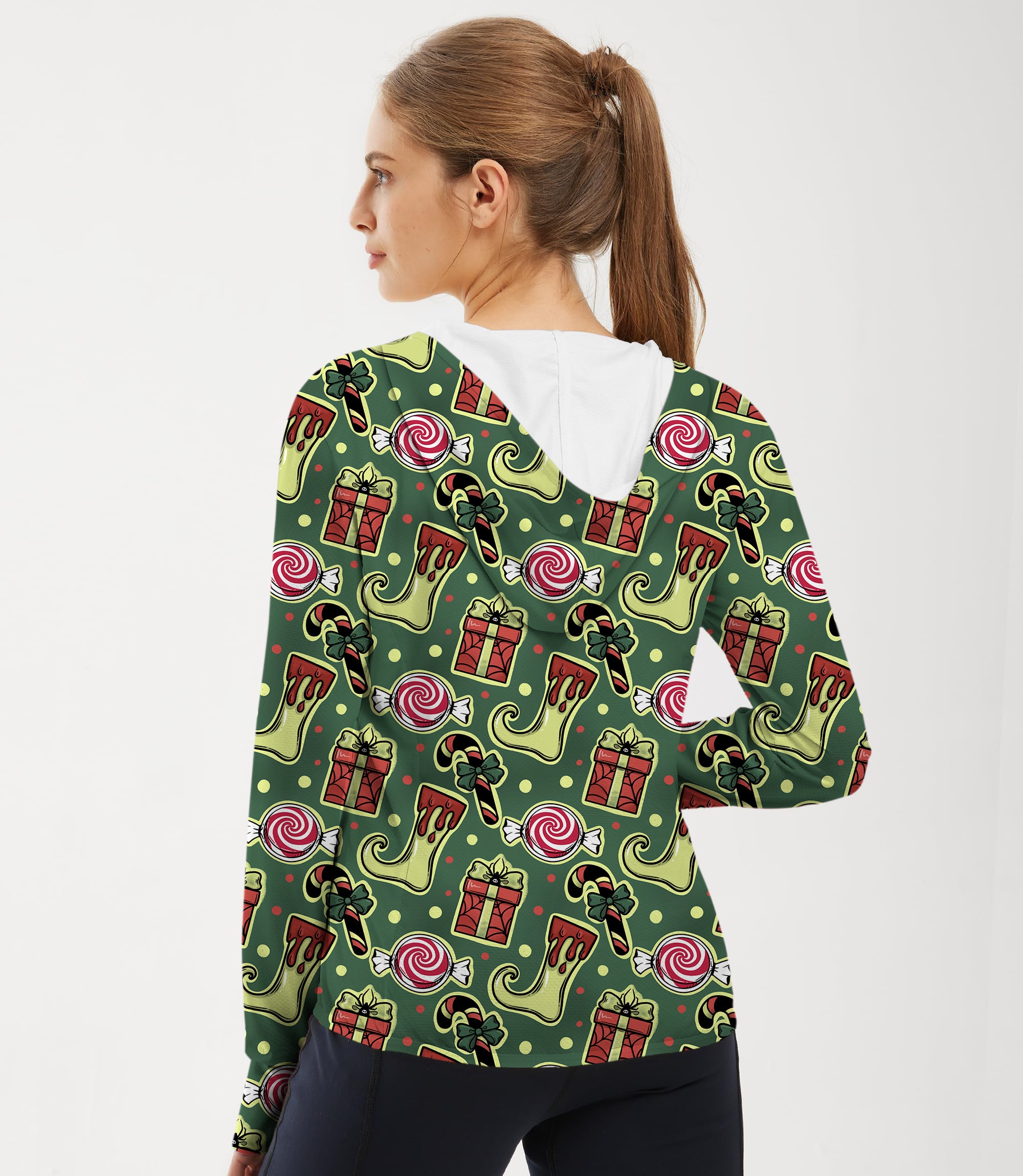 Women's Outdoor Christmas socks Gift Golf Sun Protection Slim Fit zip hoodies