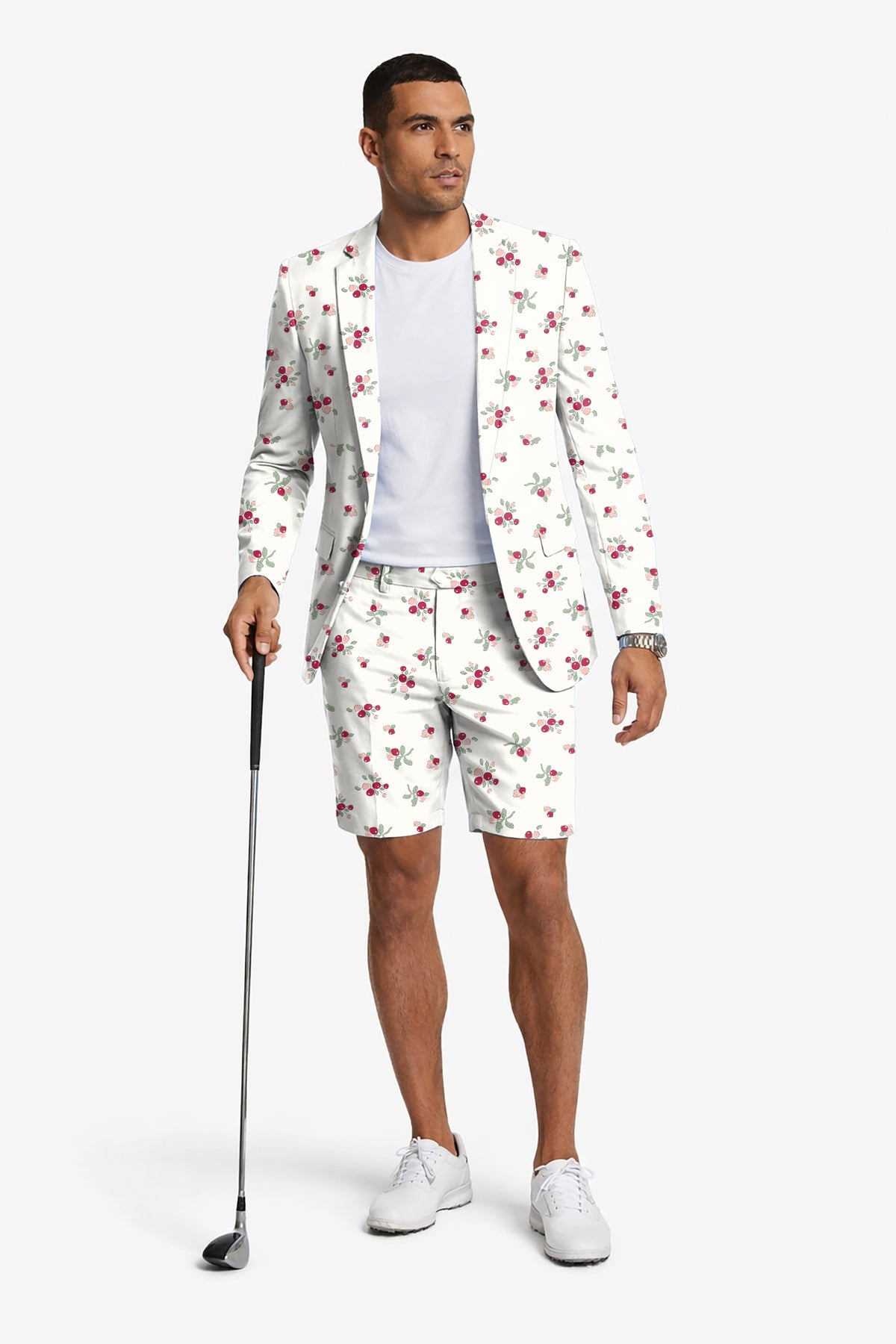 Christmas holly berries Men's Party Costumes-Theme Party 2pcs Suit set-Blazer Shorts