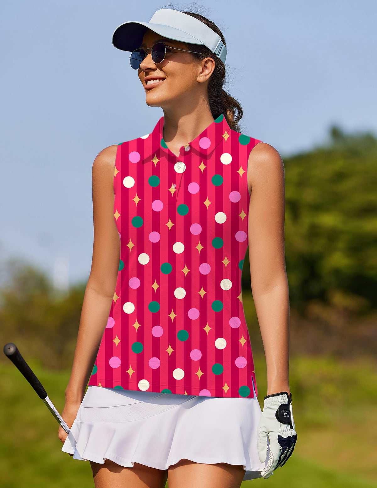 Red Christmas Lollipops Women's golf Sleeveless shirt