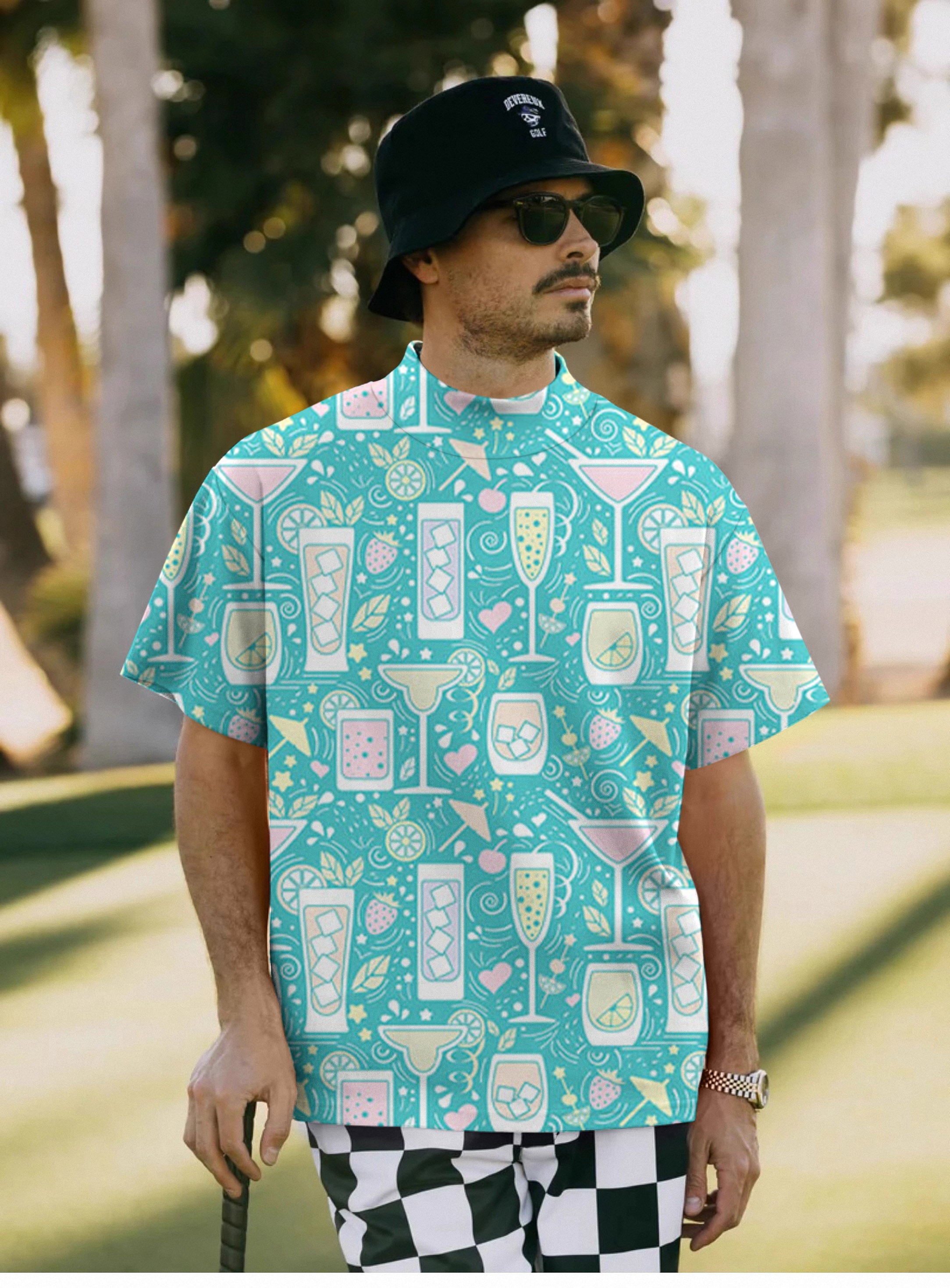 Men's Cocktails-Hello-Summer Pullover High neck Long/Short sleeve T-Shirt