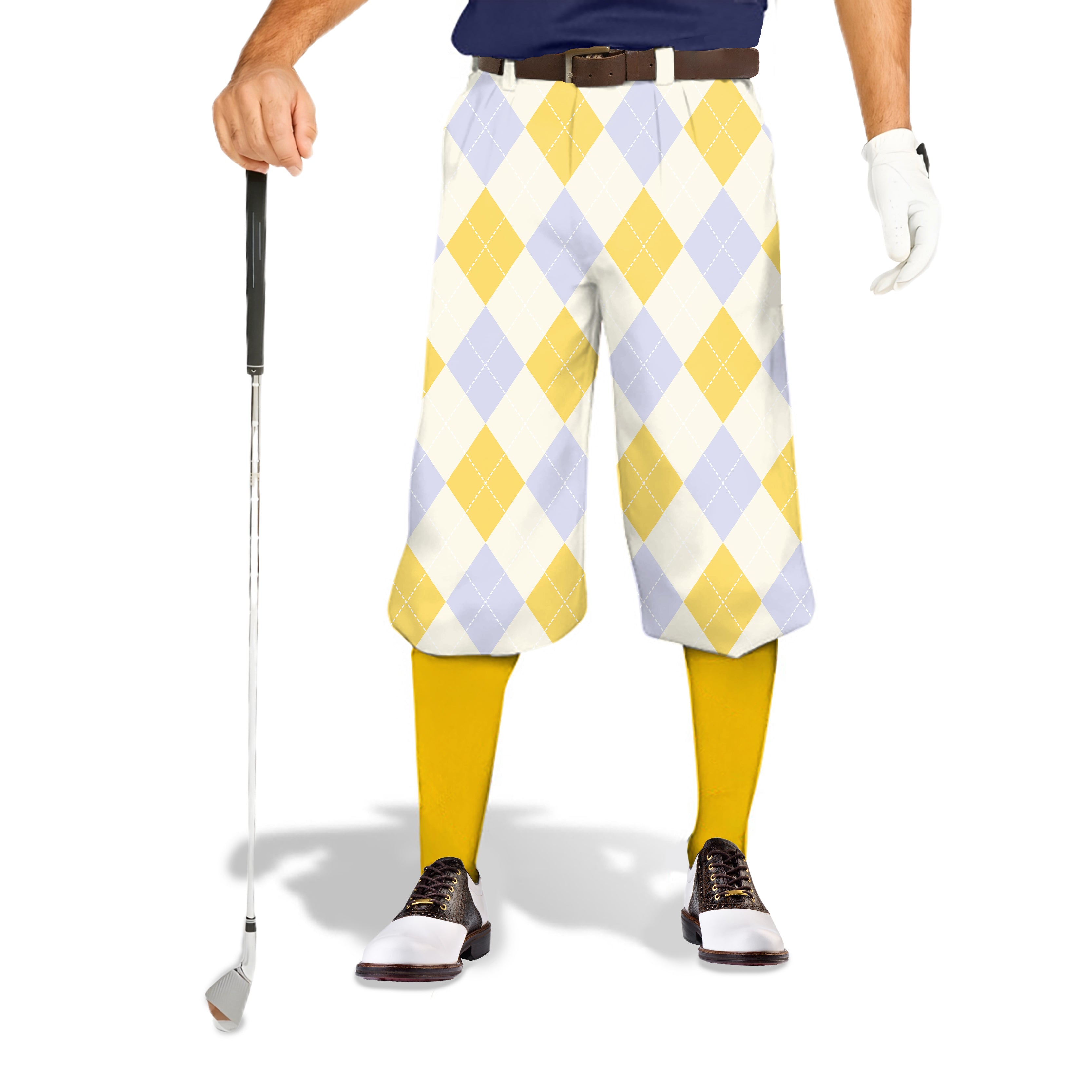Yollow Argyle-Men's Golf Knickers Pants