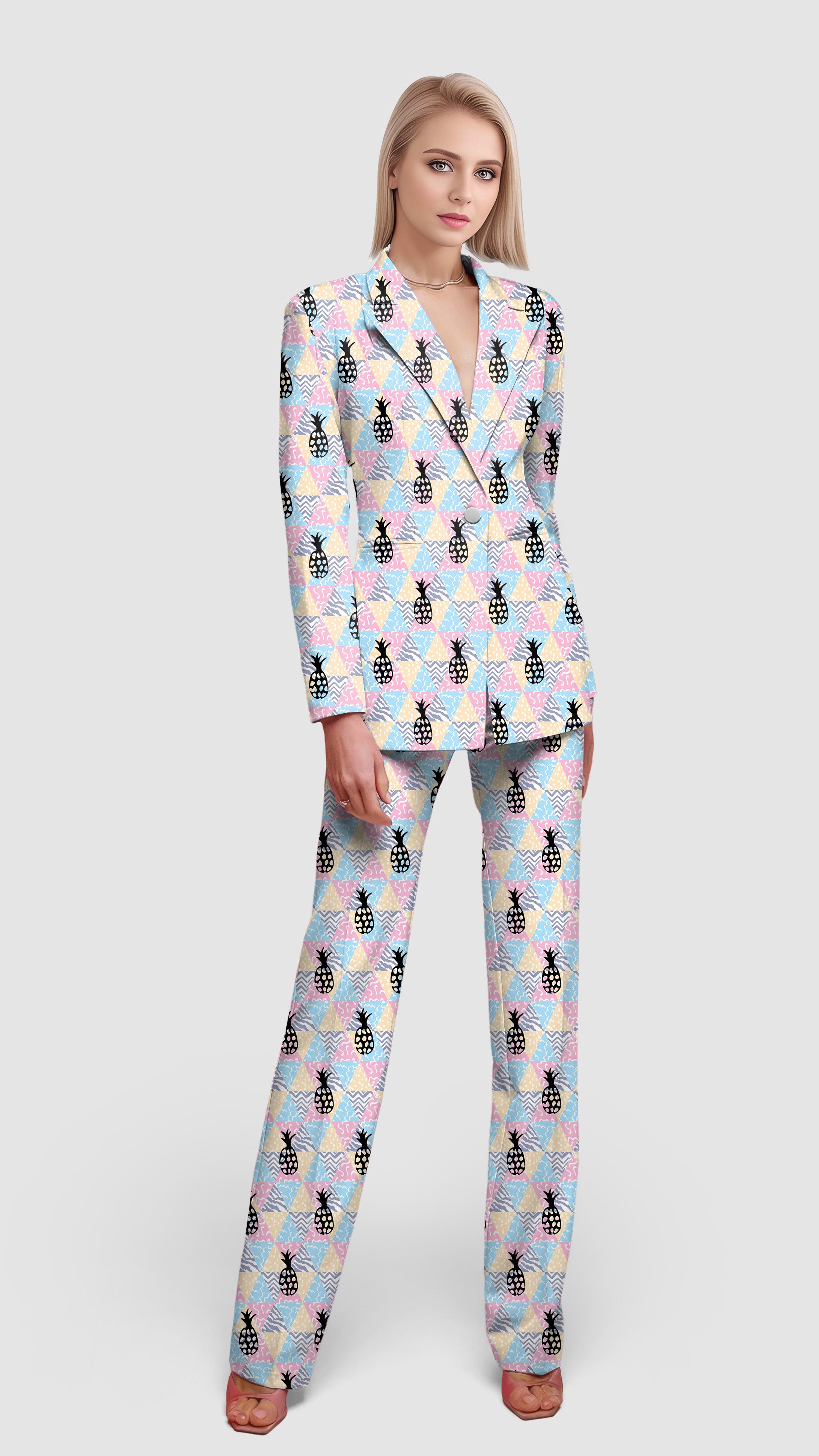 Pineapple Paradise-Women's Blazer Casual Work Office Blazer Suit set