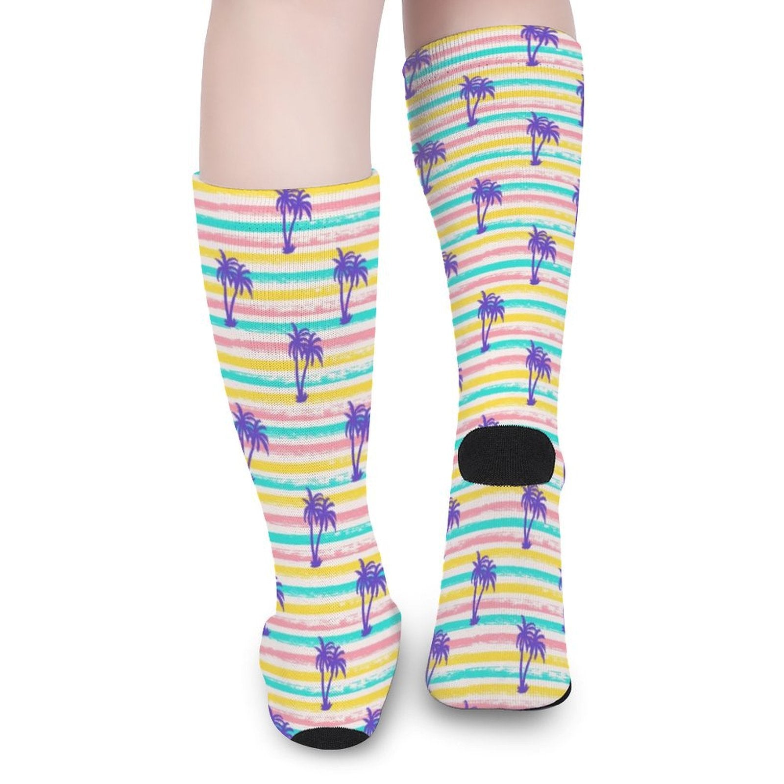 Striped Summer Palm tree Prined socks Gifts for Men Women