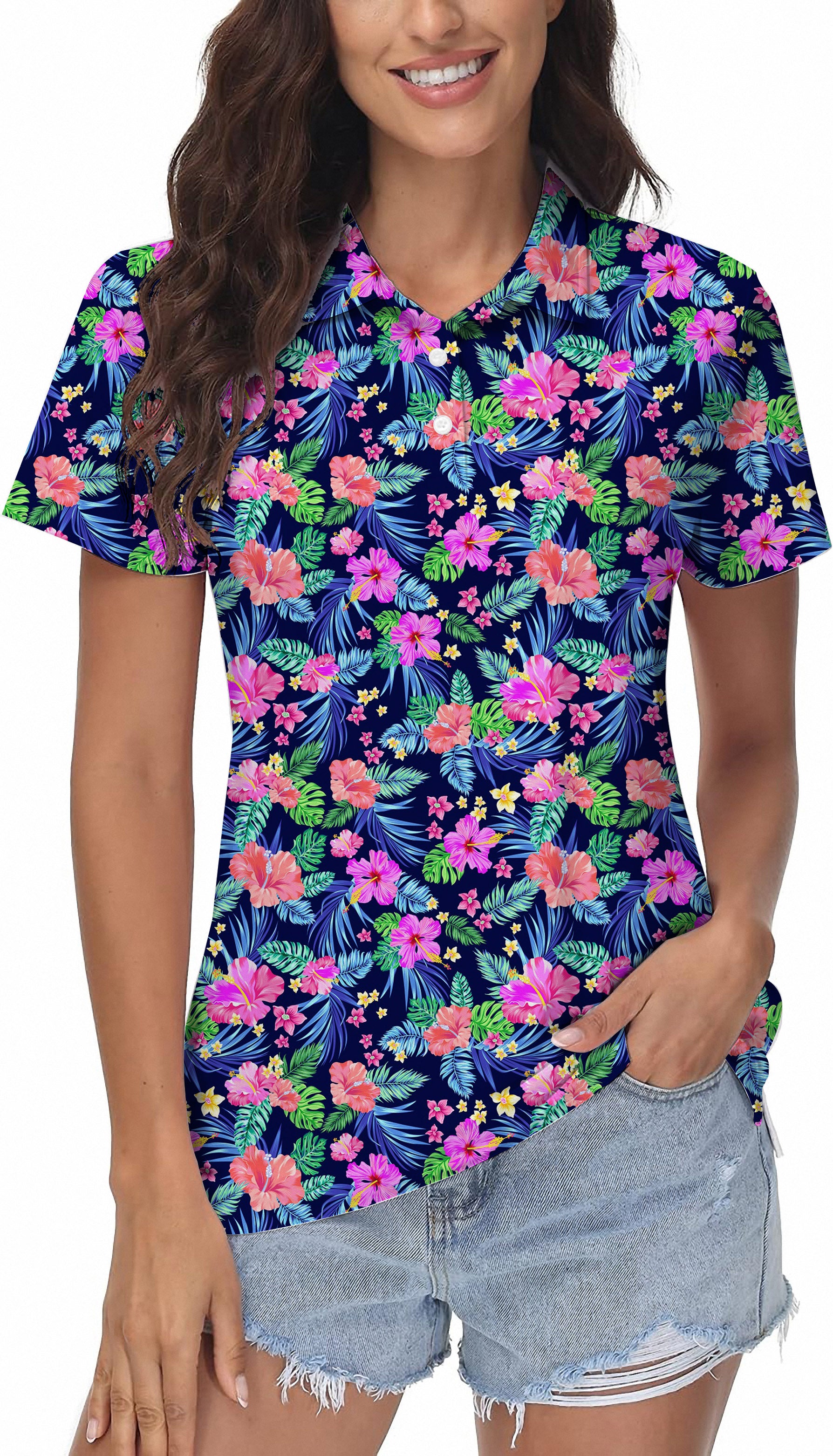 Tropical flowers Women's Golf Polo
