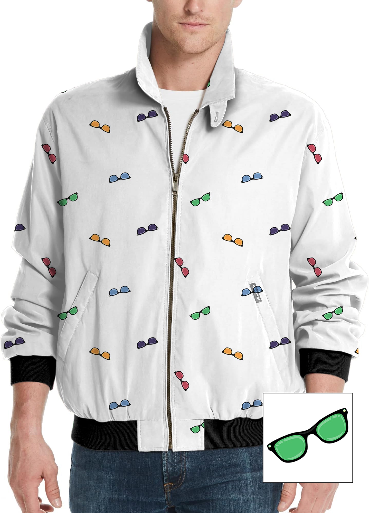 Men's colorful sunglass custom golf windbreaker light jacket with vibrant sunglass print