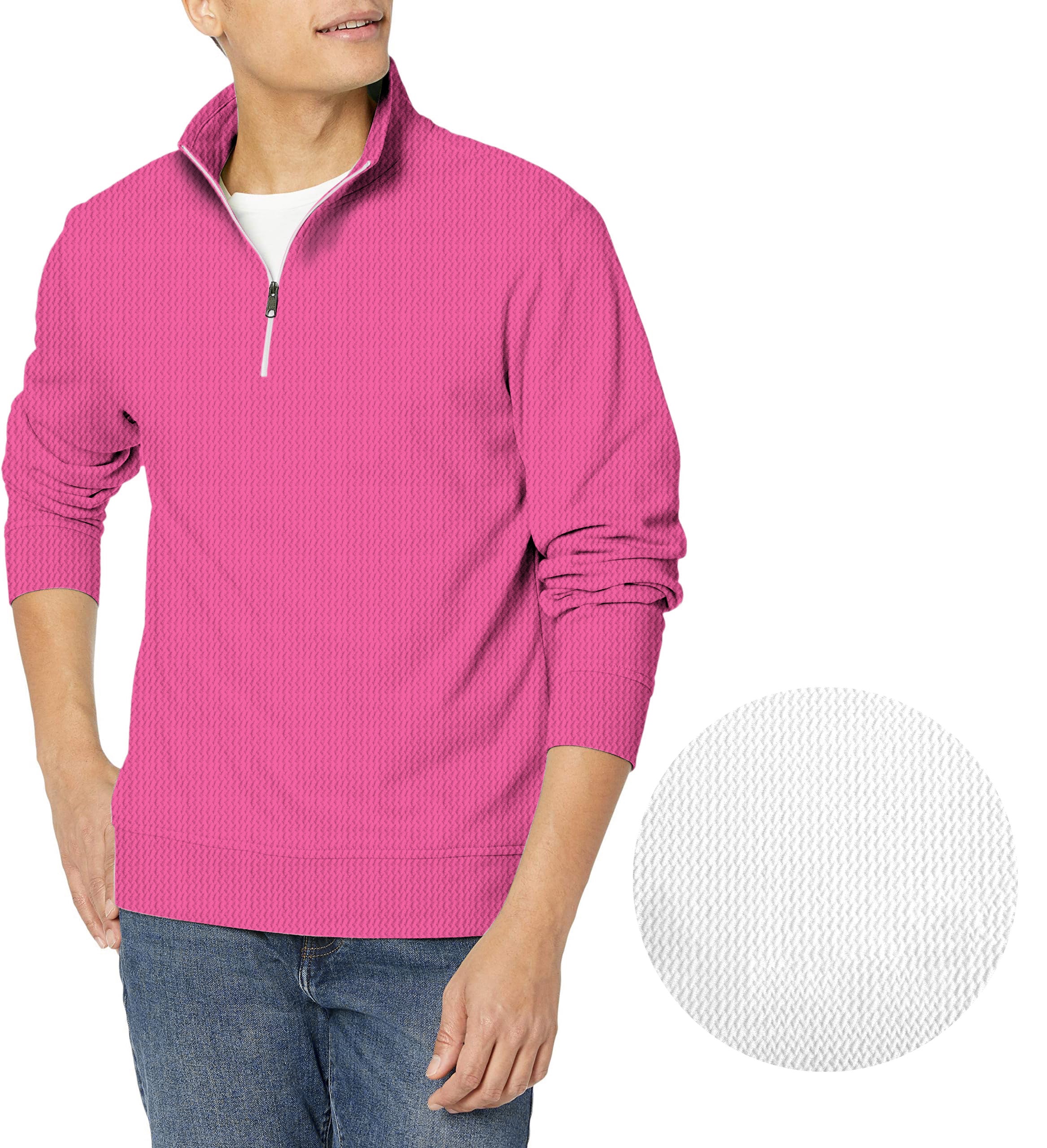 pure fuchsia-Men's Golf Waffle Zipper Pullover