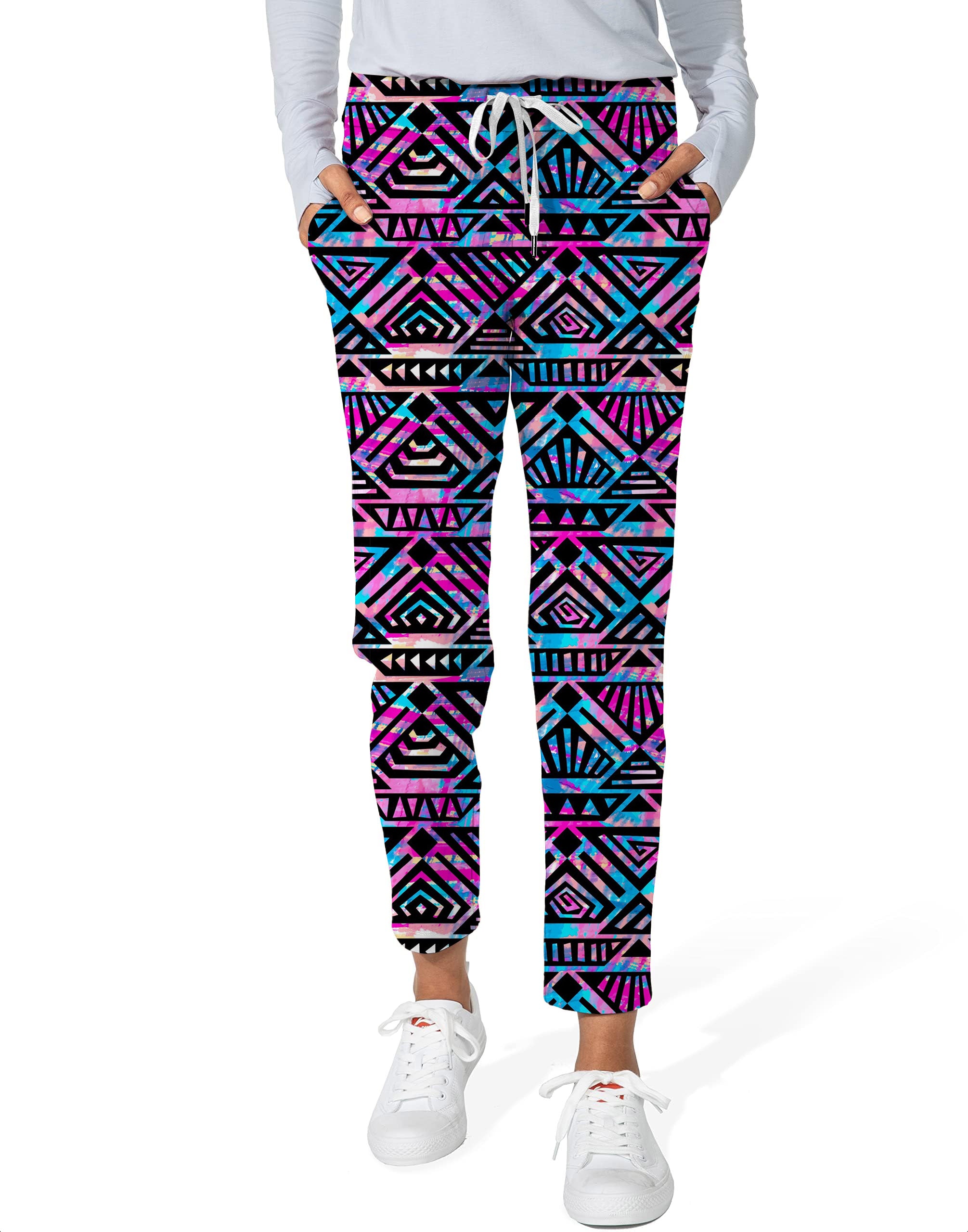 Purple grid-Women's 7/8 Stretch Ankle Golf Pants