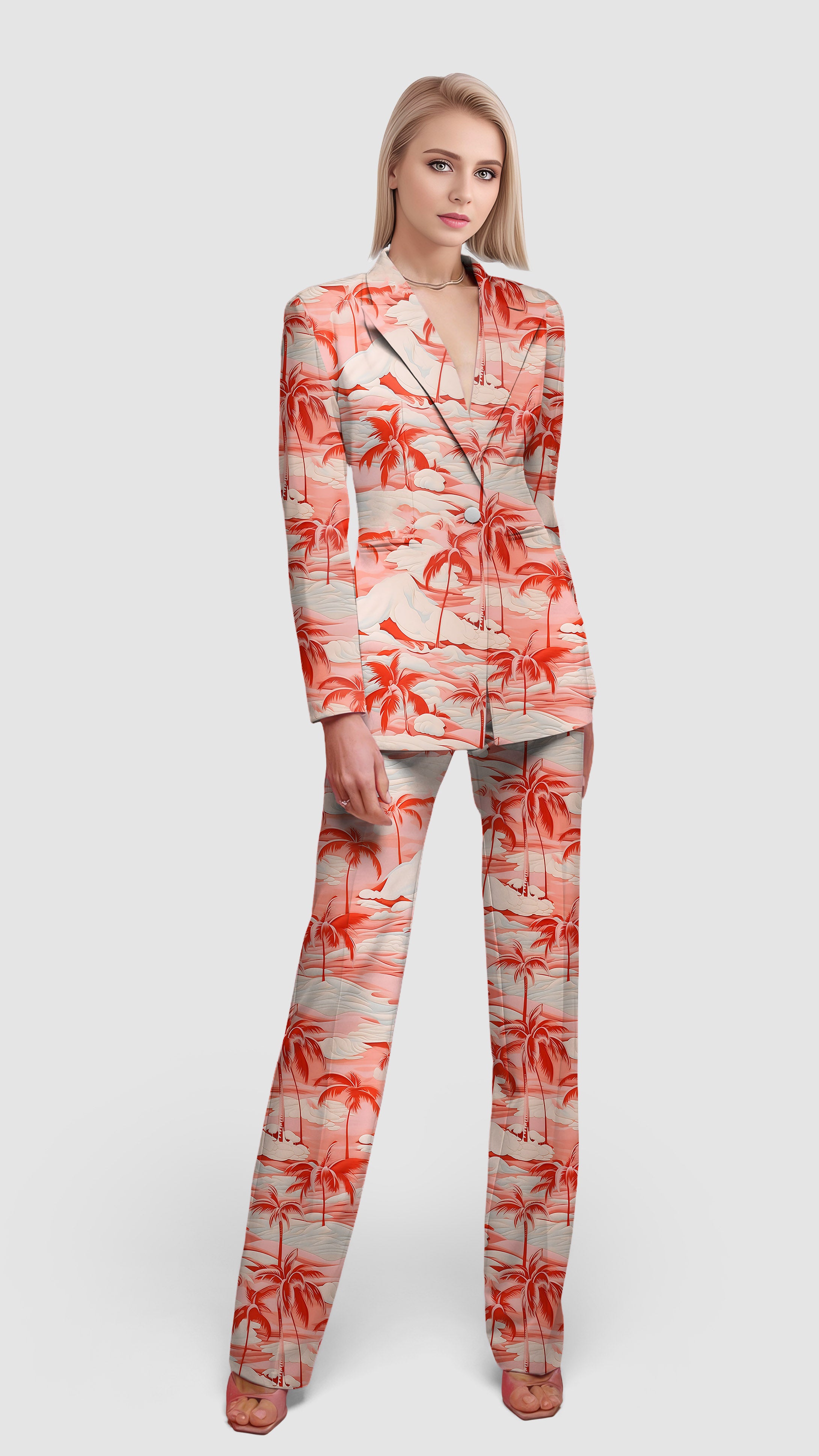 Palm-Women's Blazer Casual Work Office Blazer Suit set