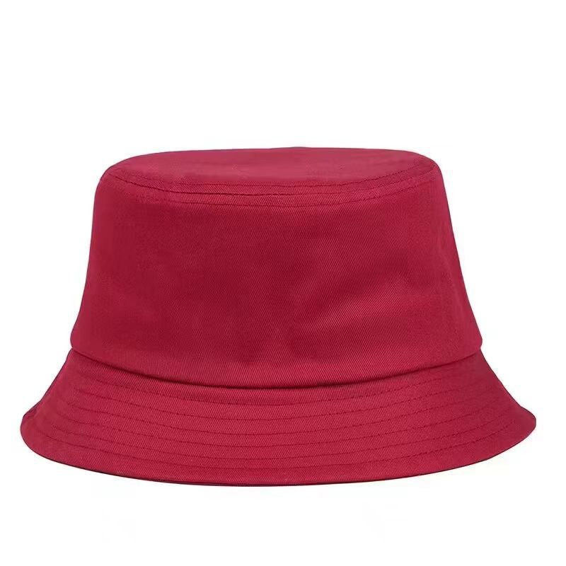 Red khaki bucket hat, customizable embroidered name, durable casual sun protection golf cap