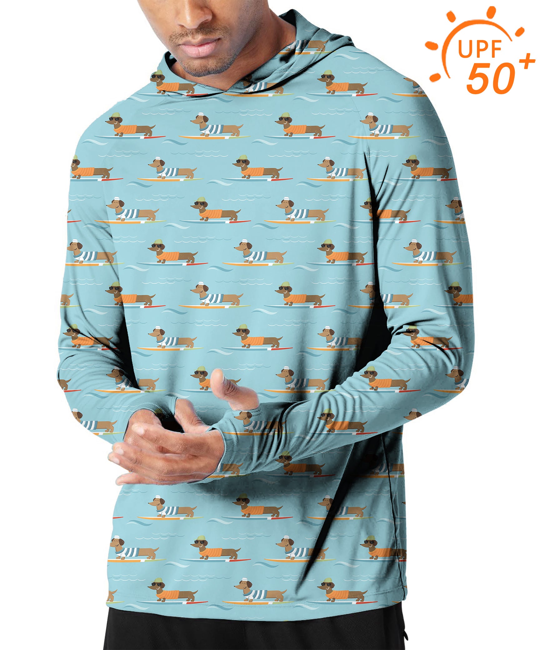 Men's Outdoor Dachshund Surfing Golf Sun Protection Slim Fit hoodies
