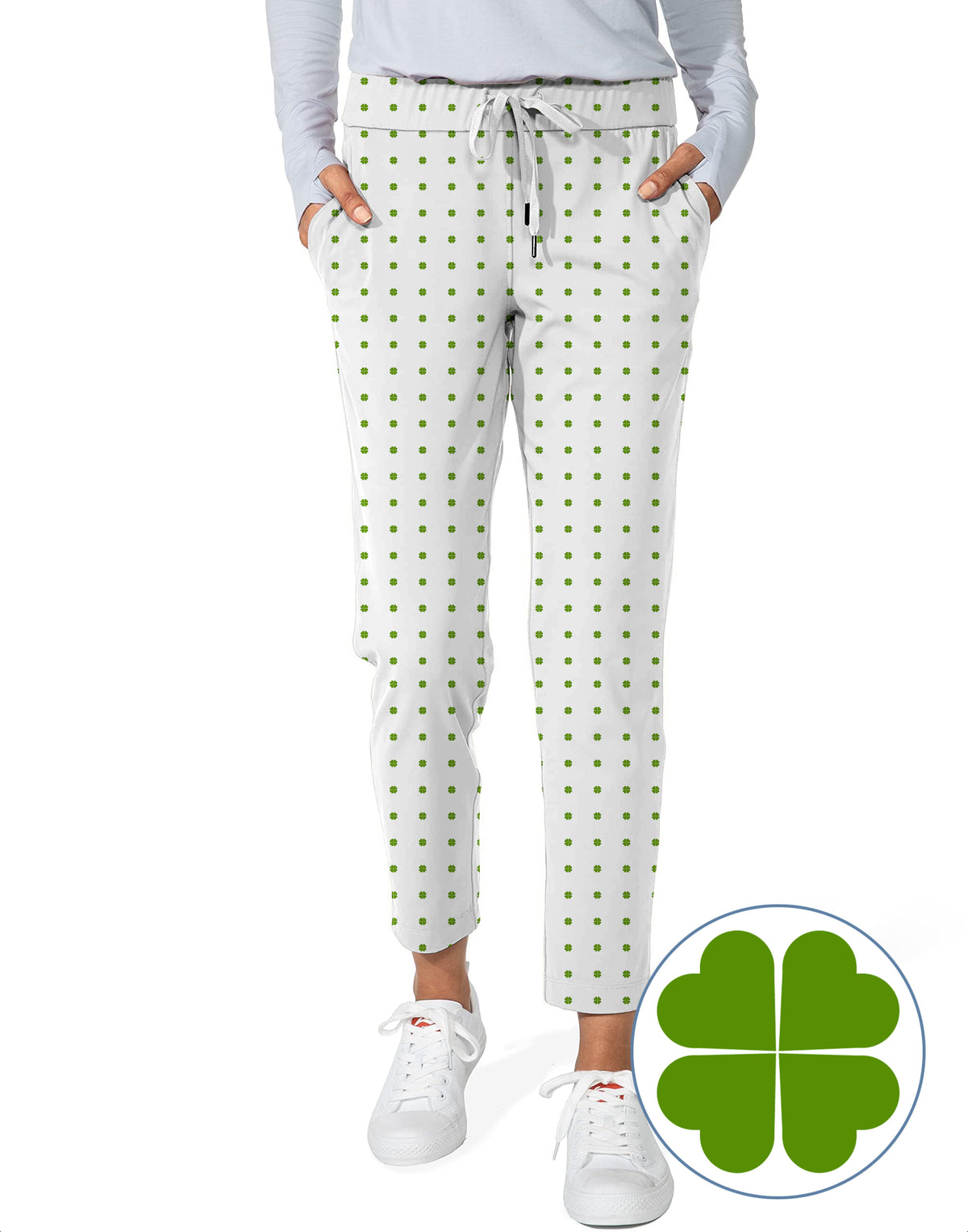 Lucky Four-Leaf Clover Women's 7/8 Stretch Ankle Golf Pants