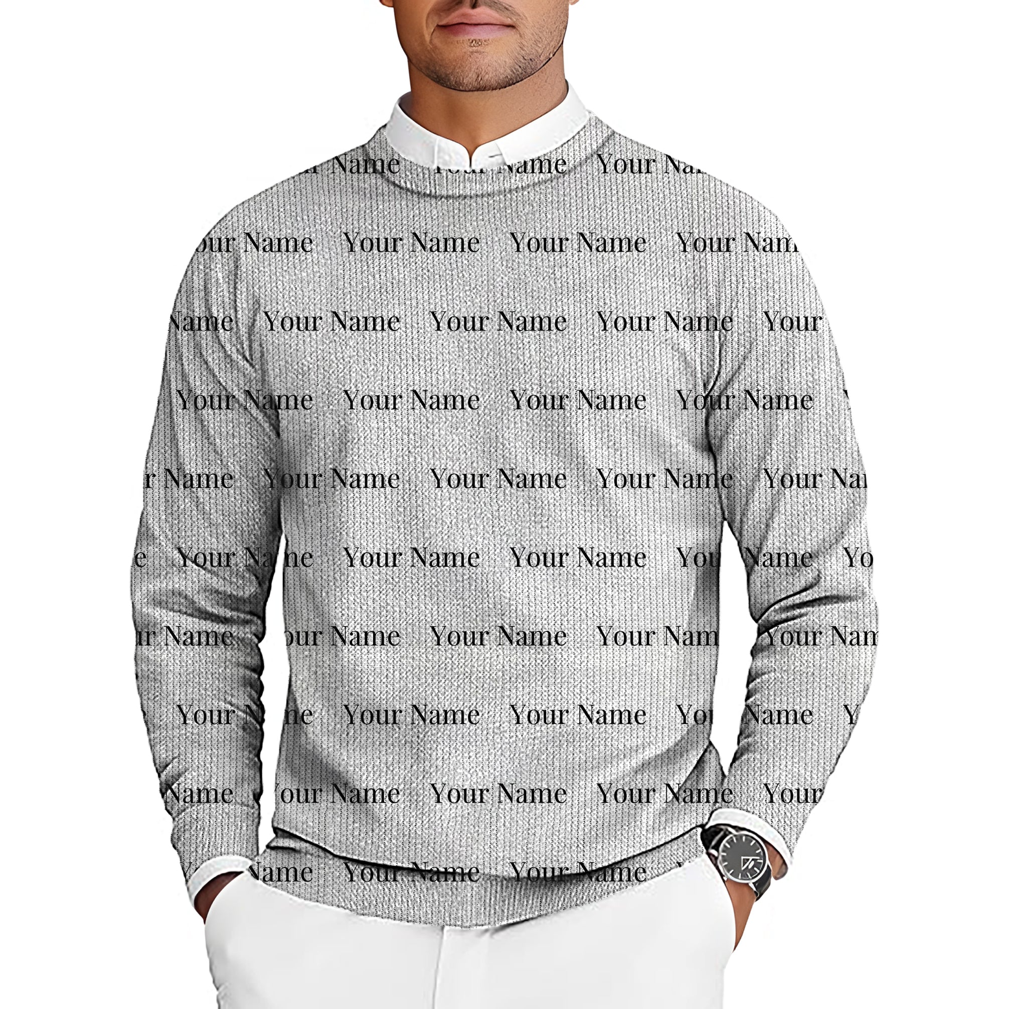 Custom name white Men's Golf Crewneck Pullover Sweaters Ugly Sweater