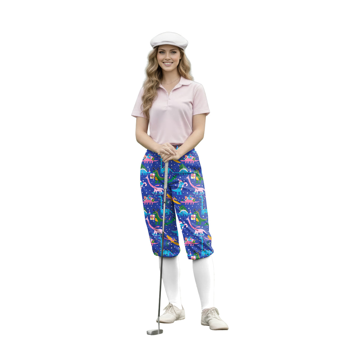 Personalize And Add To Cart Men's Christmas Dinosaur Polo Womens Golf Knickers Pants