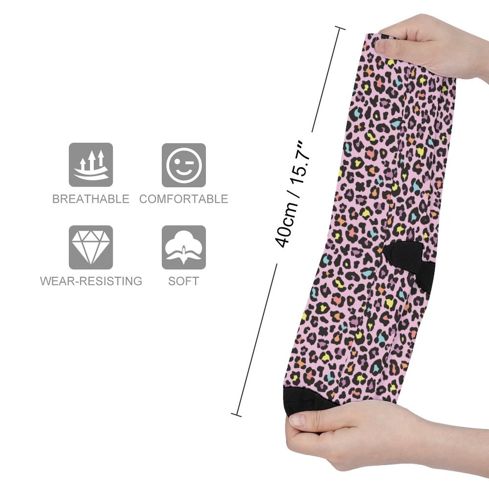 Breathable and comfortable leopard print socks with soft, wear-resisting material, perfect as trendy gifts for men and women.