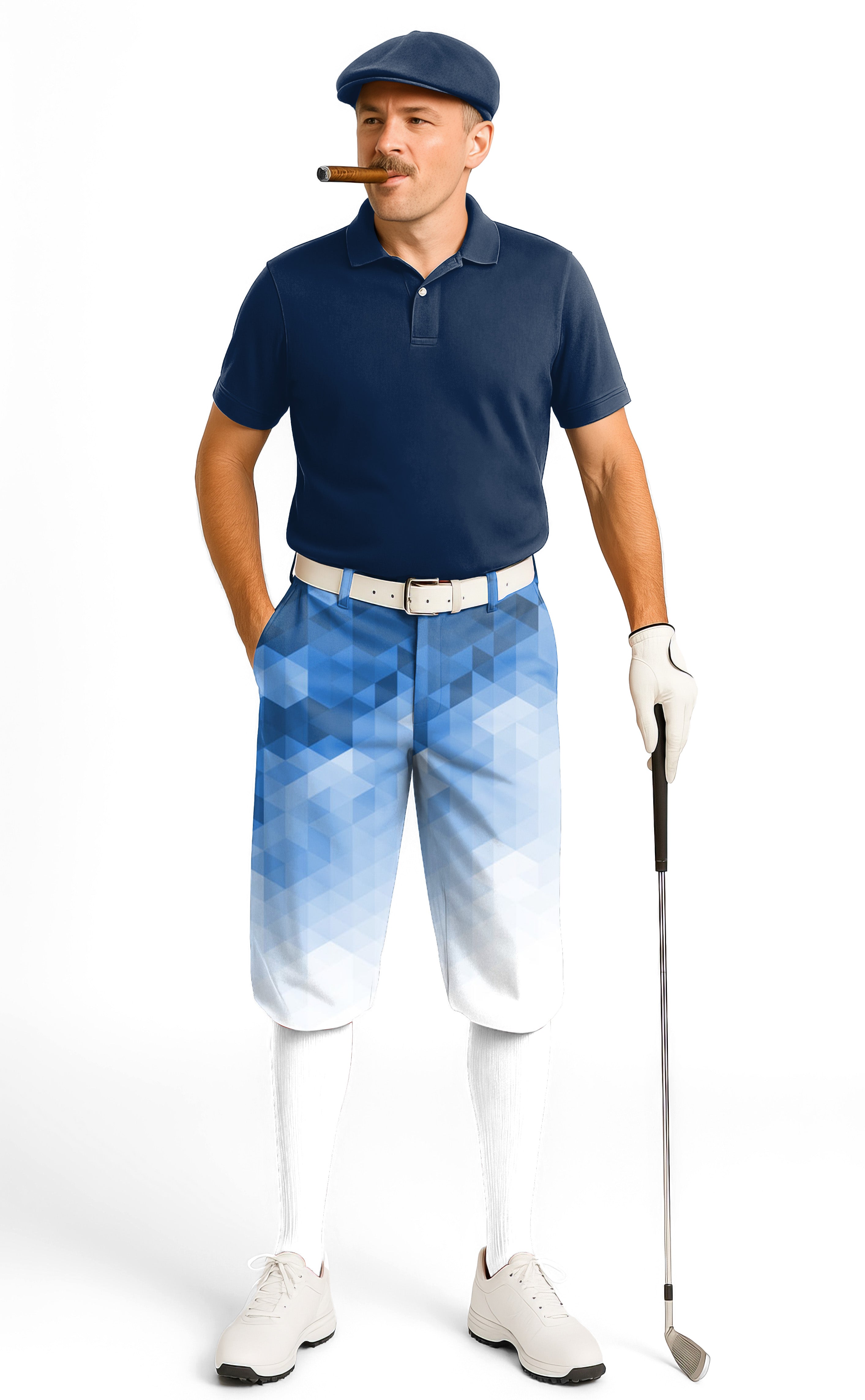 Abstract Blue Background With Triangular Pattern Men's Golf Knickers Pants