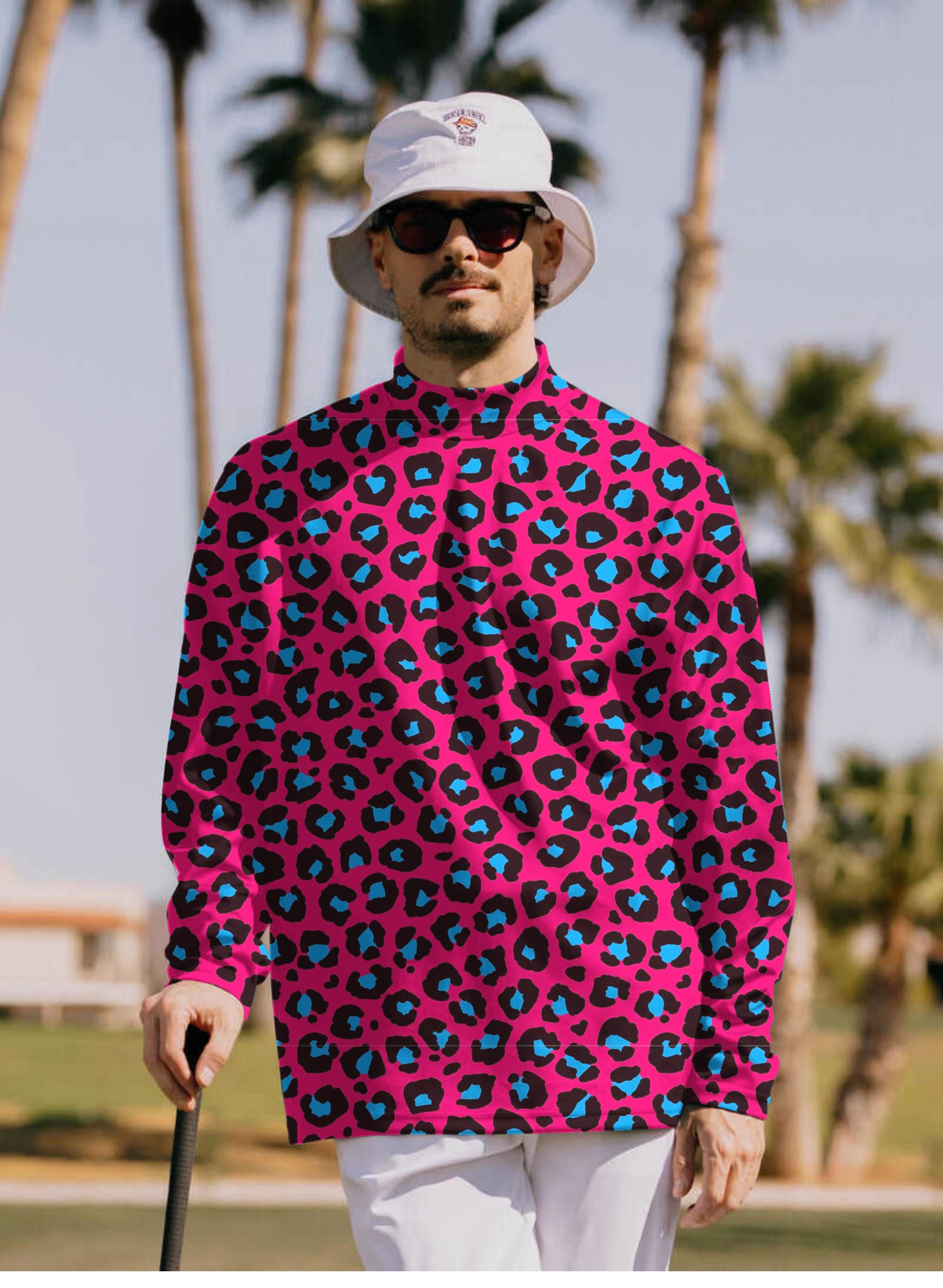 Men's Red Jaguar Pullover High neck Long/Short sleeve T-Shirt